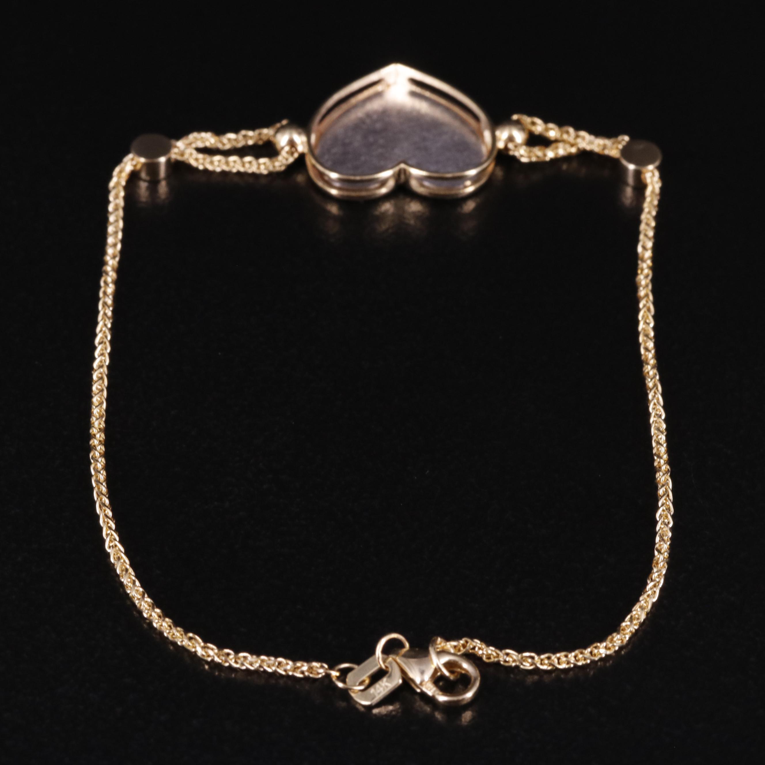 14K Woven Chain Heart Bracelet