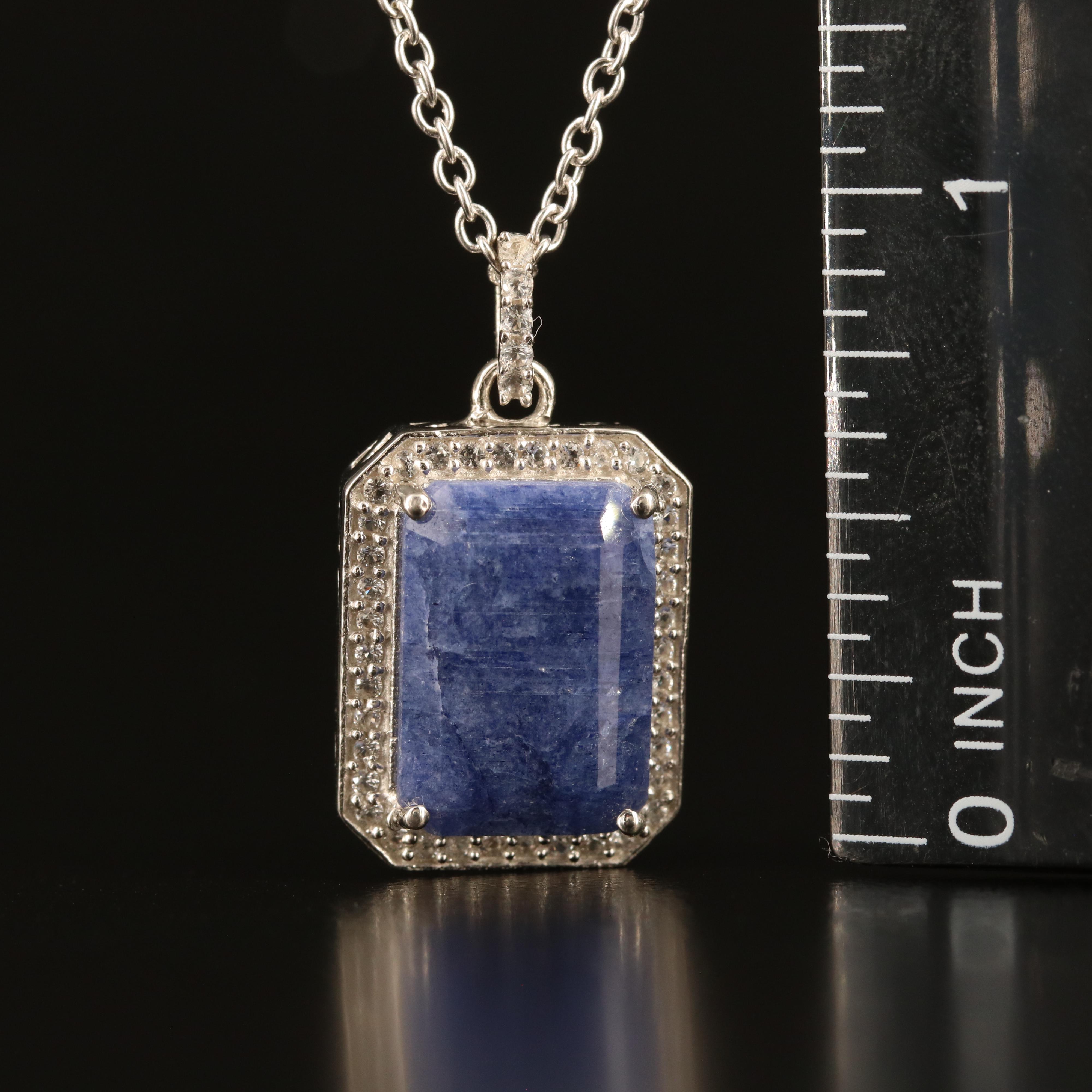 Sterling Beryl and White Topaz Pendant Necklace