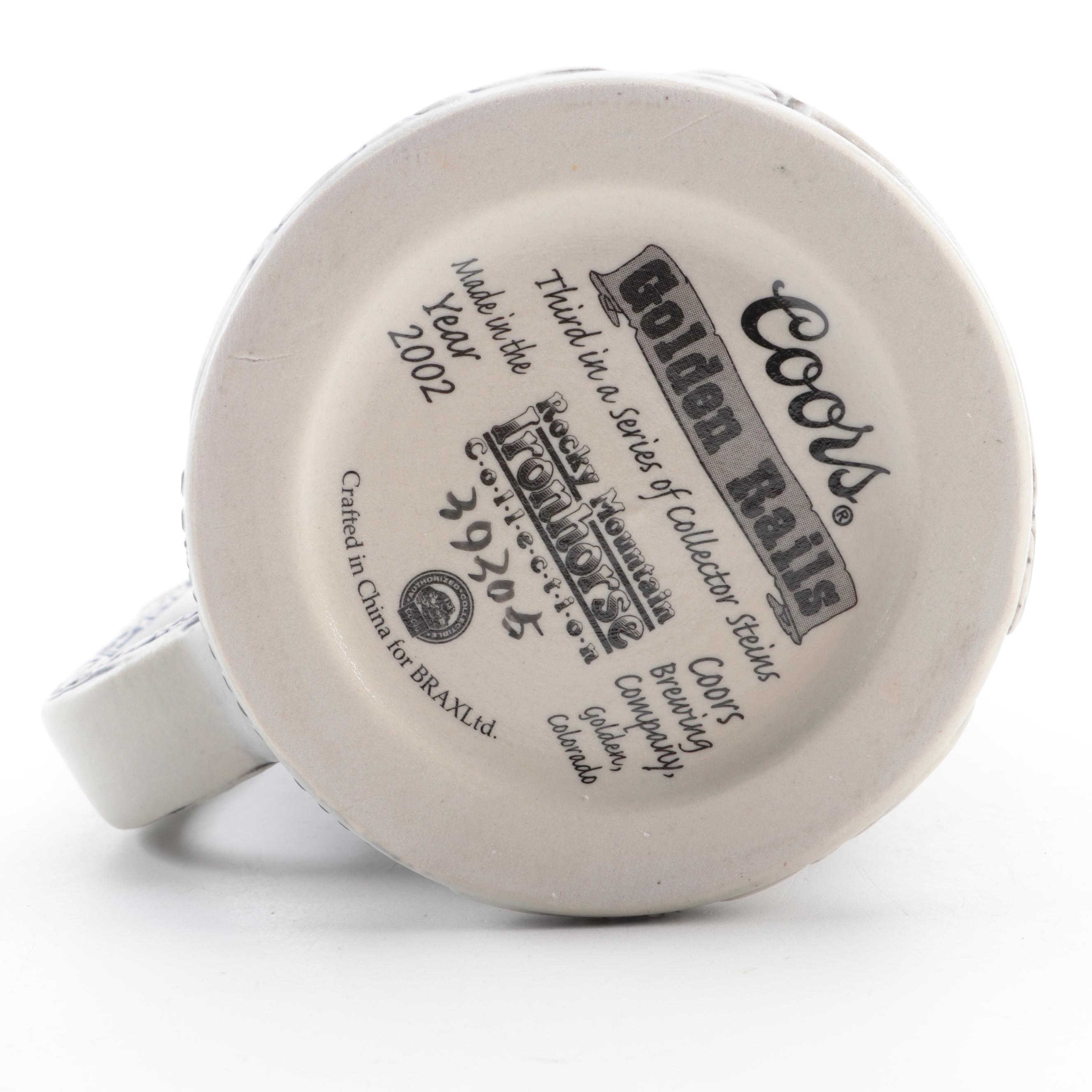 Coors "Golden Rails" and "The Rocky Mountain Legend" Ceramic Beer Steins