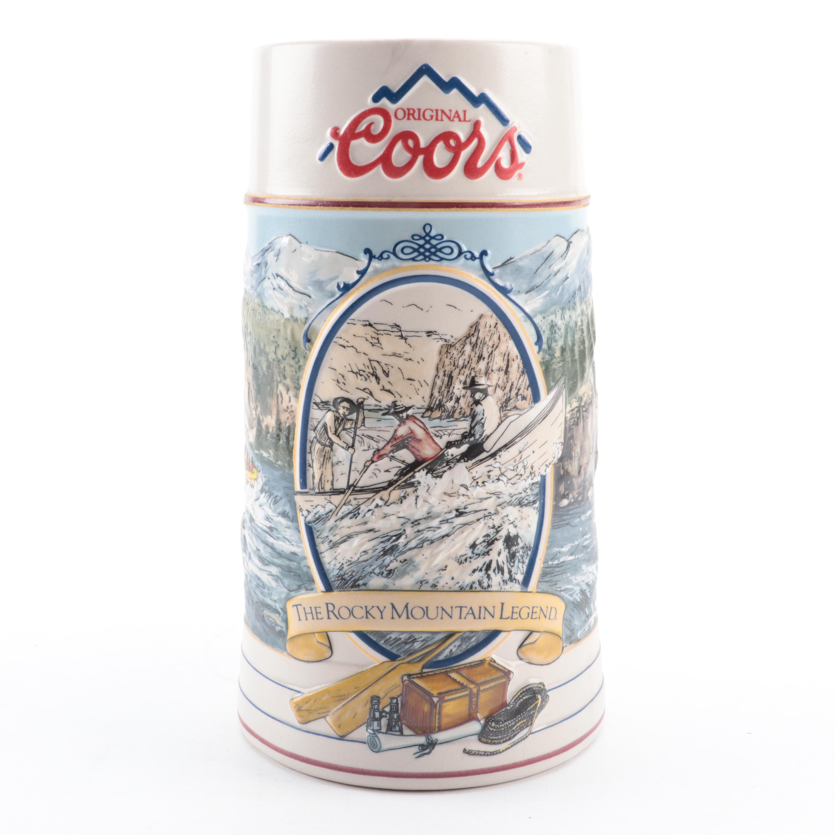 Coors "Golden Rails" and "The Rocky Mountain Legend" Ceramic Beer Steins