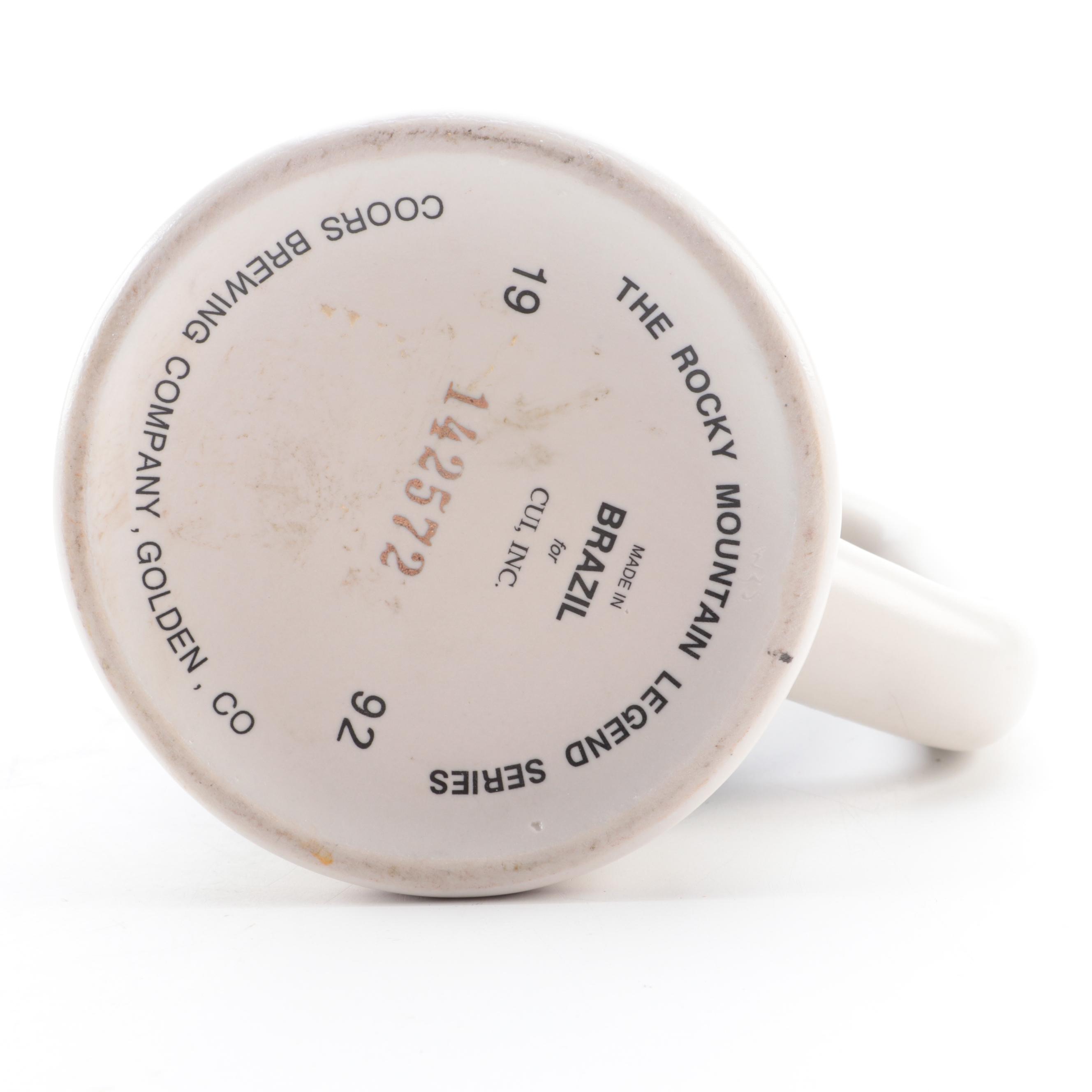 Coors "Golden Rails" and "The Rocky Mountain Legend" Ceramic Beer Steins