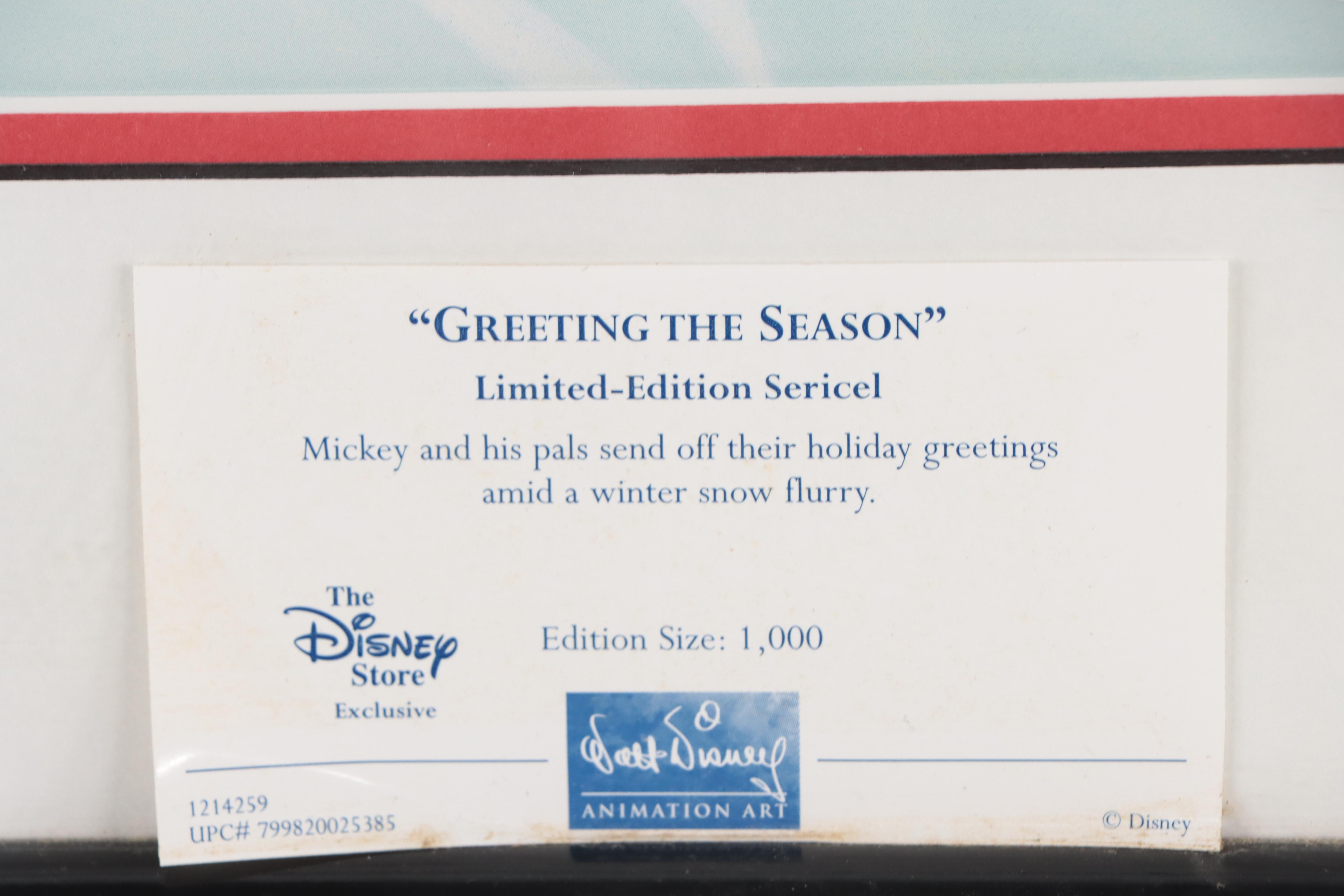 Disney Sericel "Greeting the Season," 2000