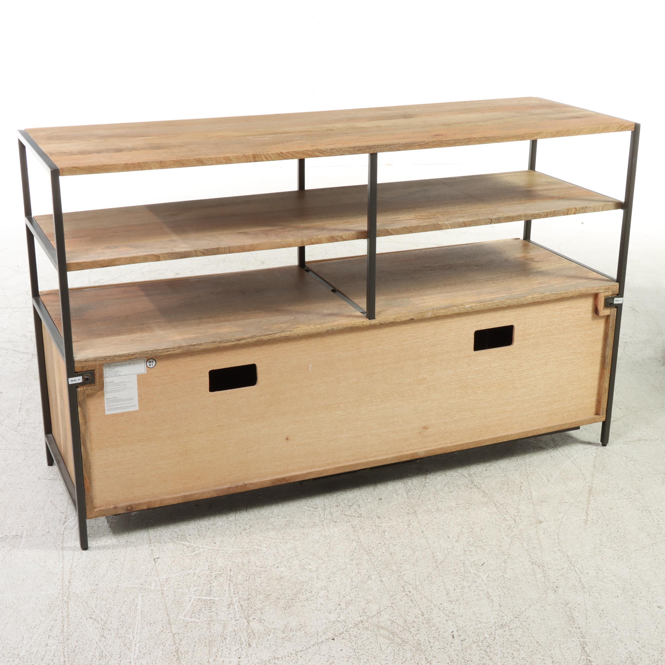 West Elm Industrial Mango Wood and Steel Modular Media Console