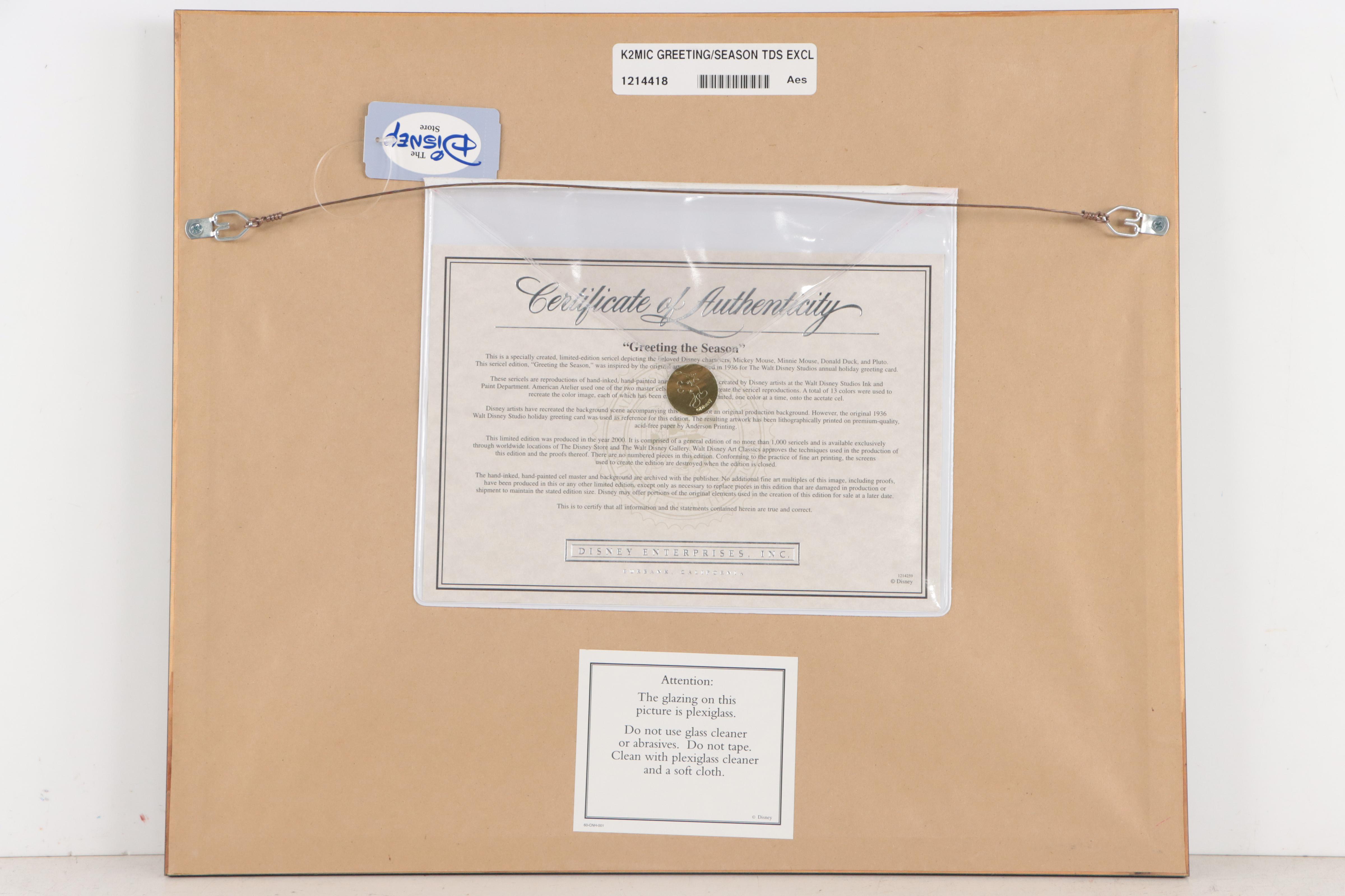 Disney Sericel "Greeting the Season," 2000