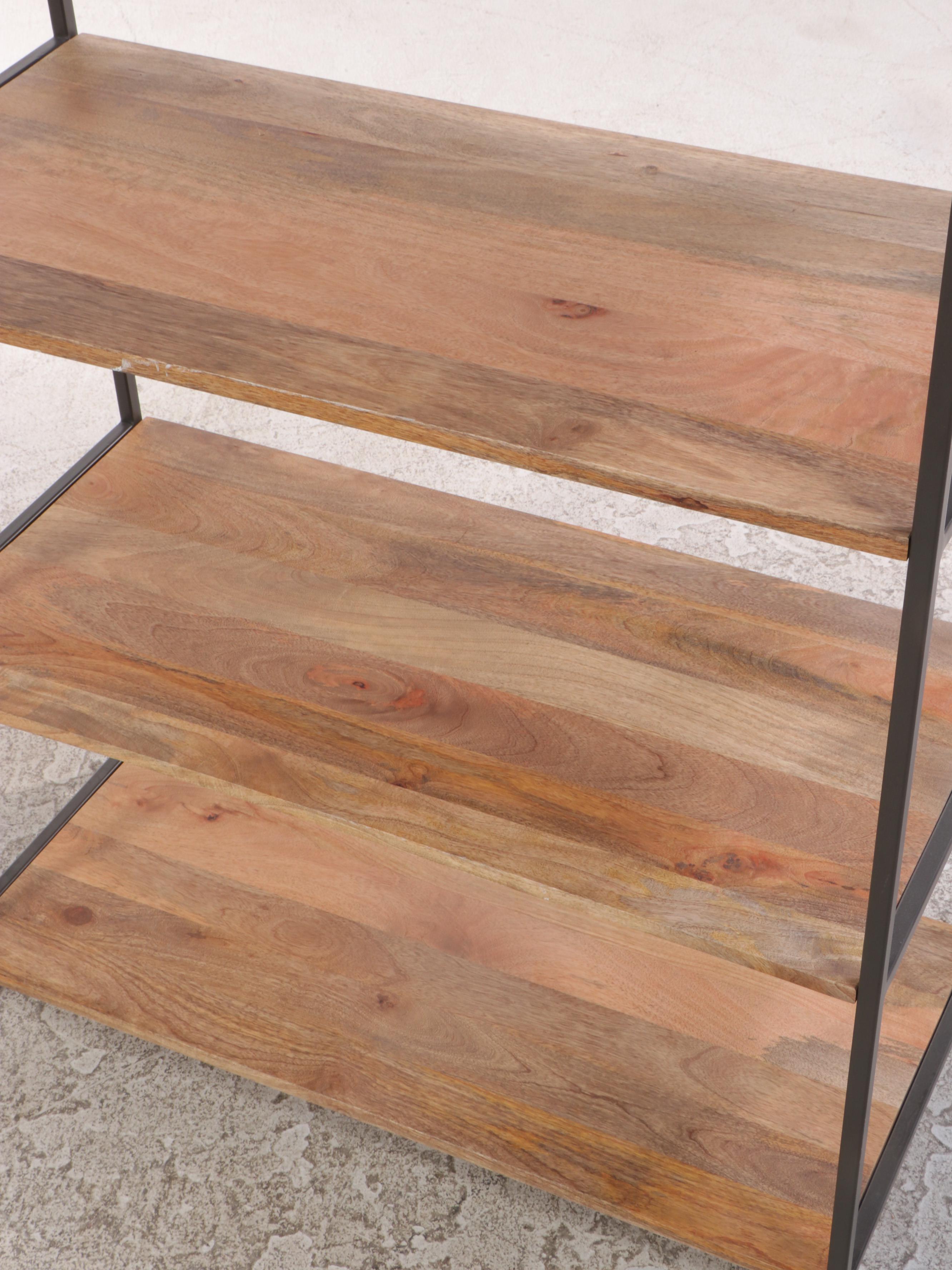 West Elm Industrial Mango Wood and Steel Modular Bookshelf