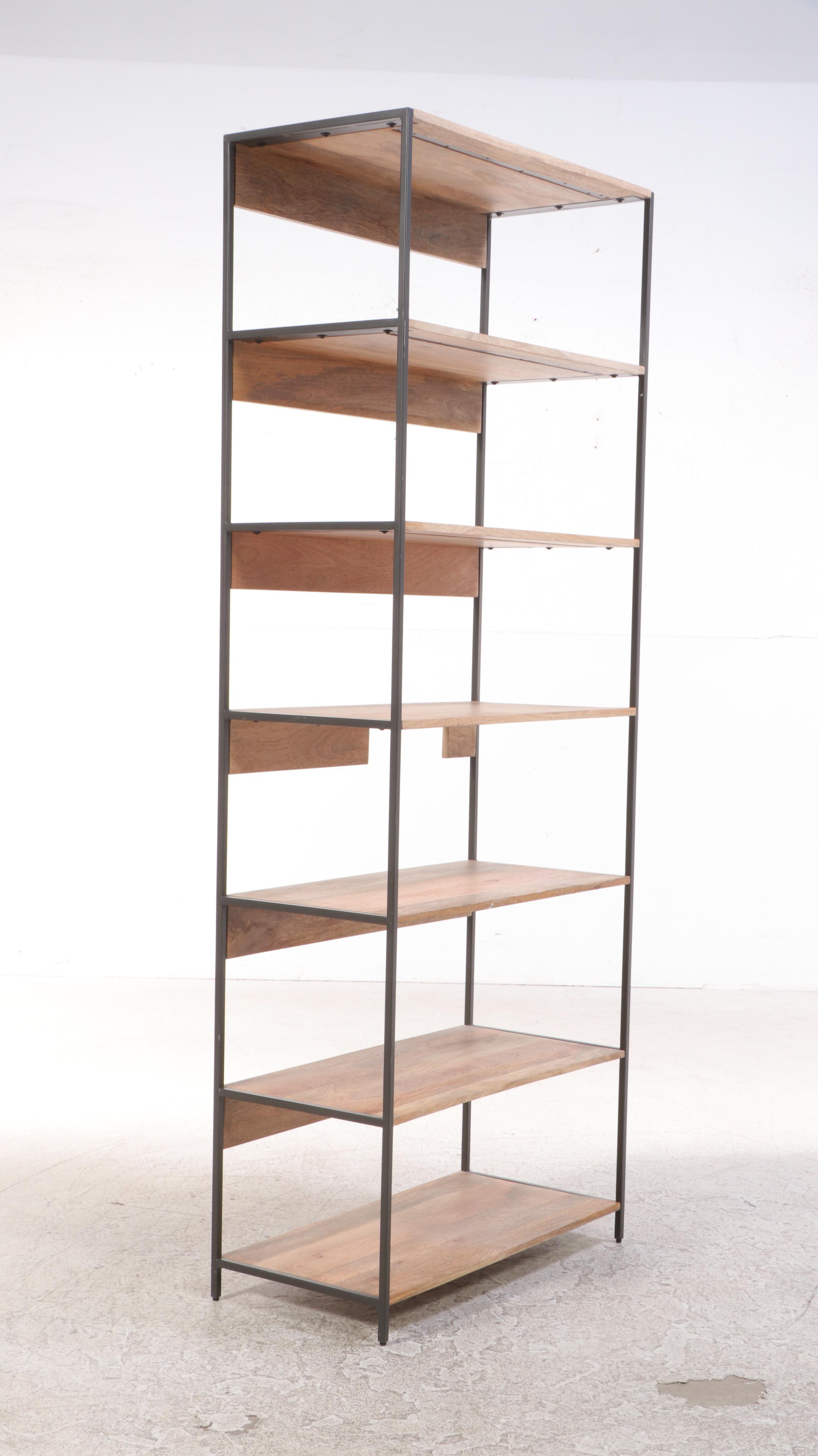 West Elm Industrial Mango Wood and Steel Modular Bookshelf