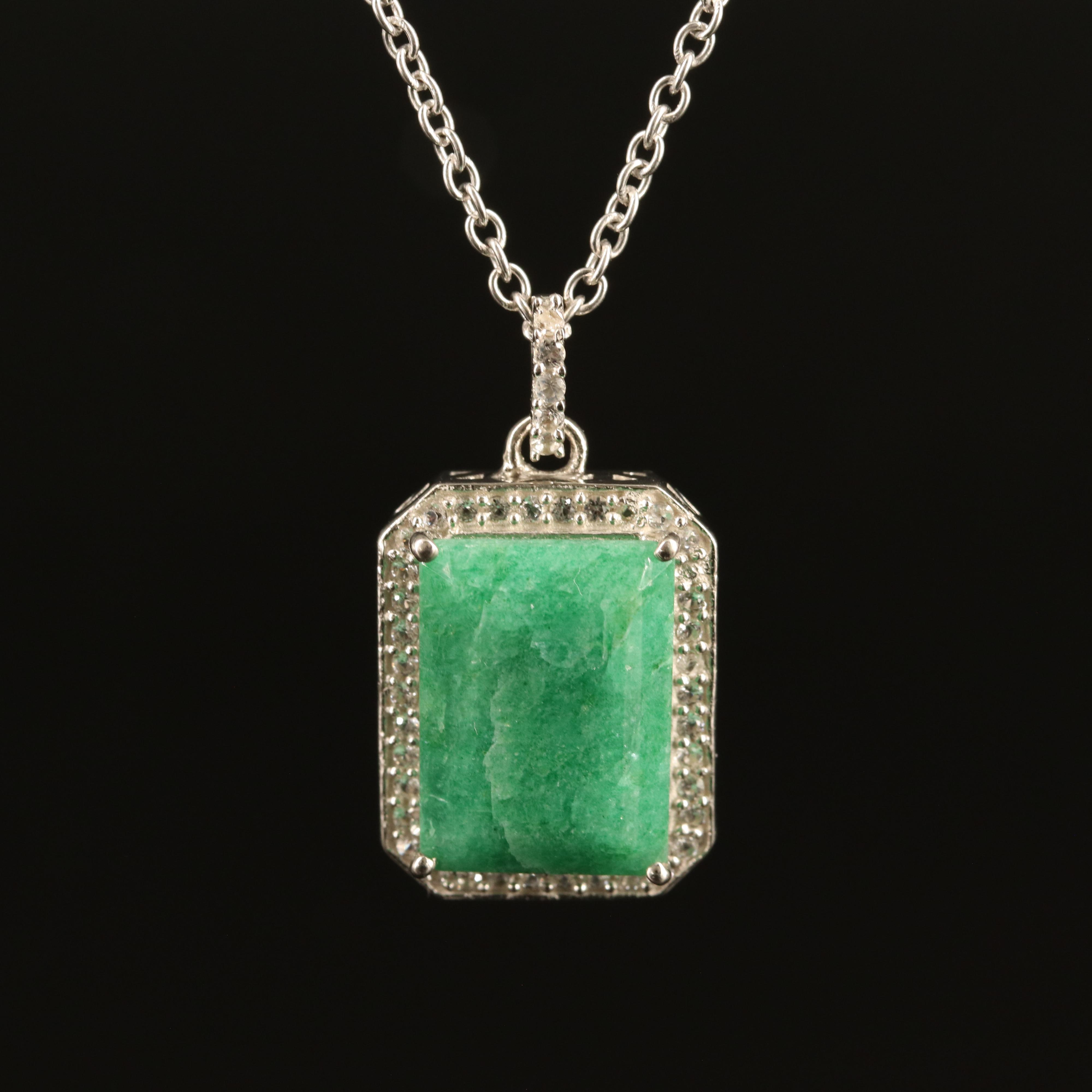 Sterling Beryl and Topaz Pendant Necklace