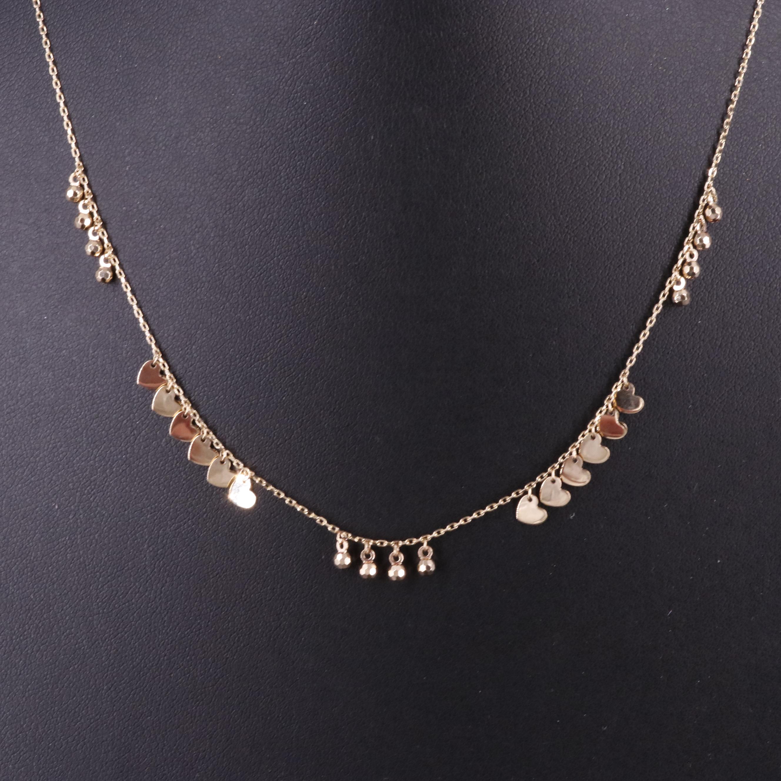 14K Cable Chain Heart Necklace