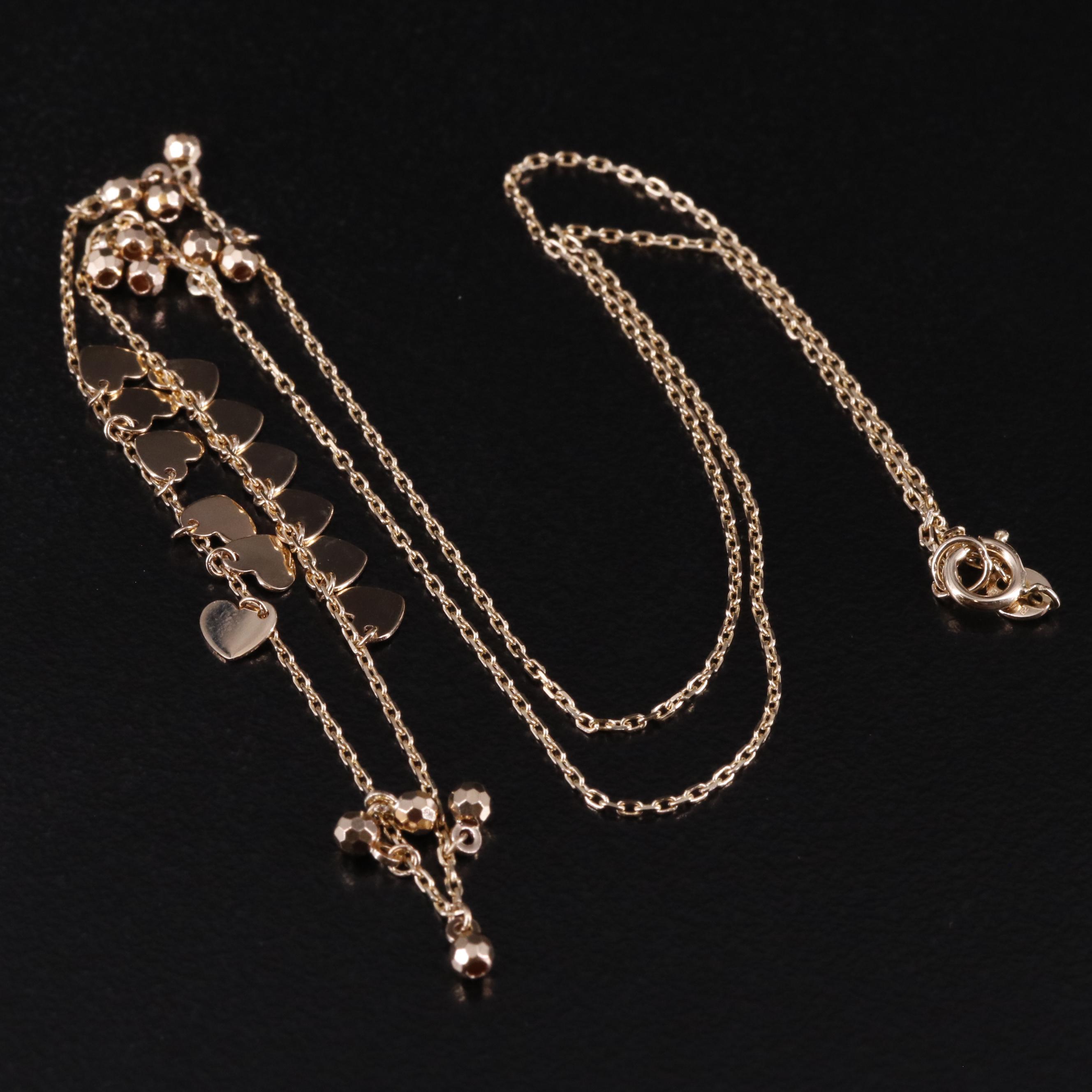 14K Cable Chain Heart Necklace