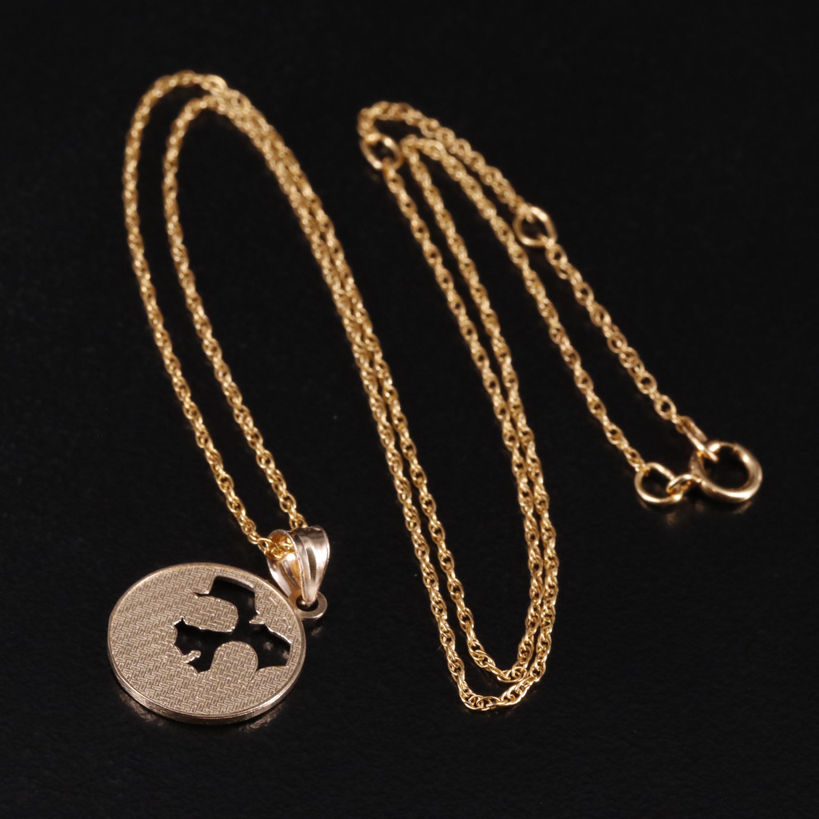 14K Singapore Chain Mary, Joseph, and Baby Jesus Pendant Necklace