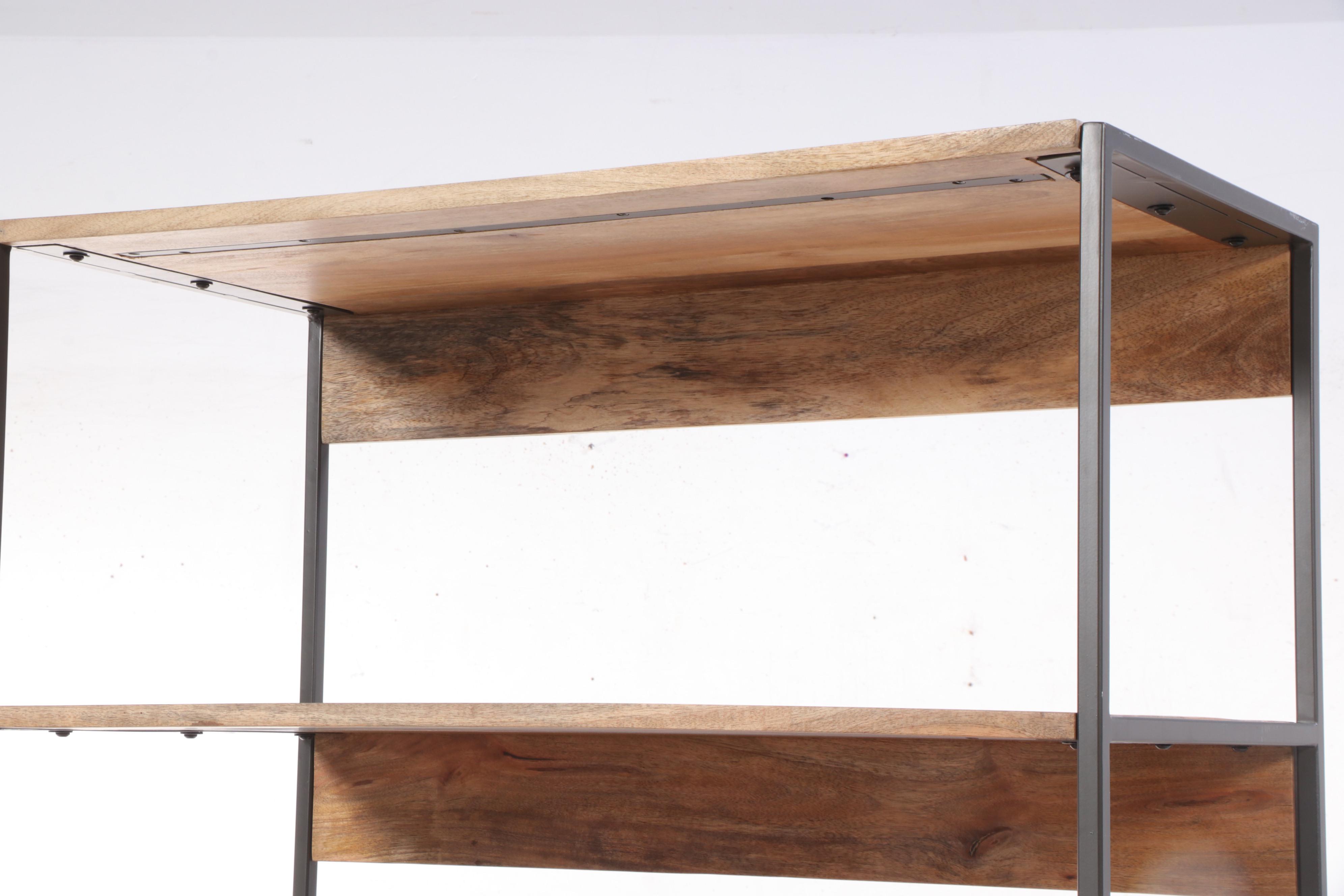 West Elm Industrial Mango Wood and Steel Modular Bookshelf