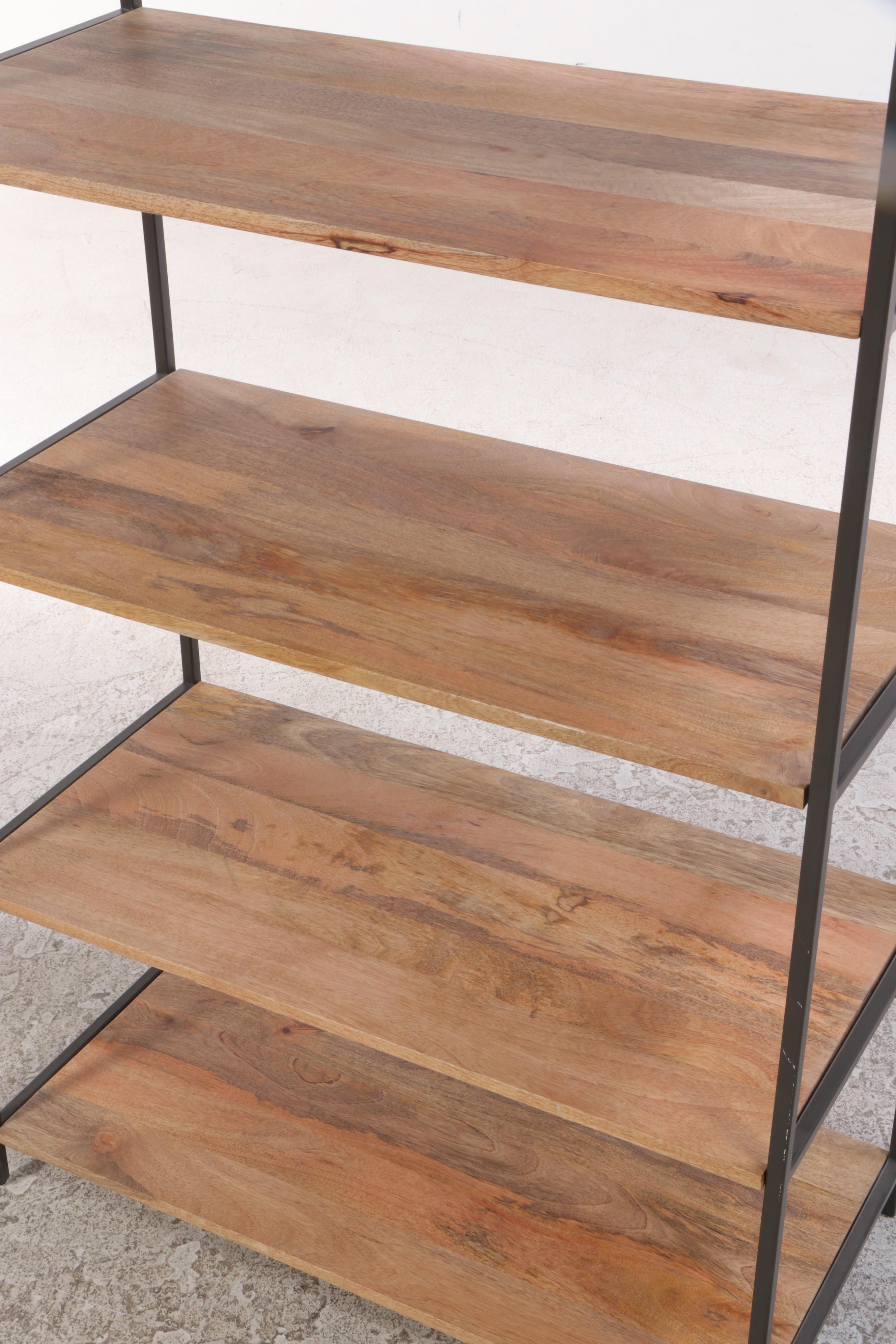 West Elm Industrial Mango Wood and Steel Modular Bookshelf