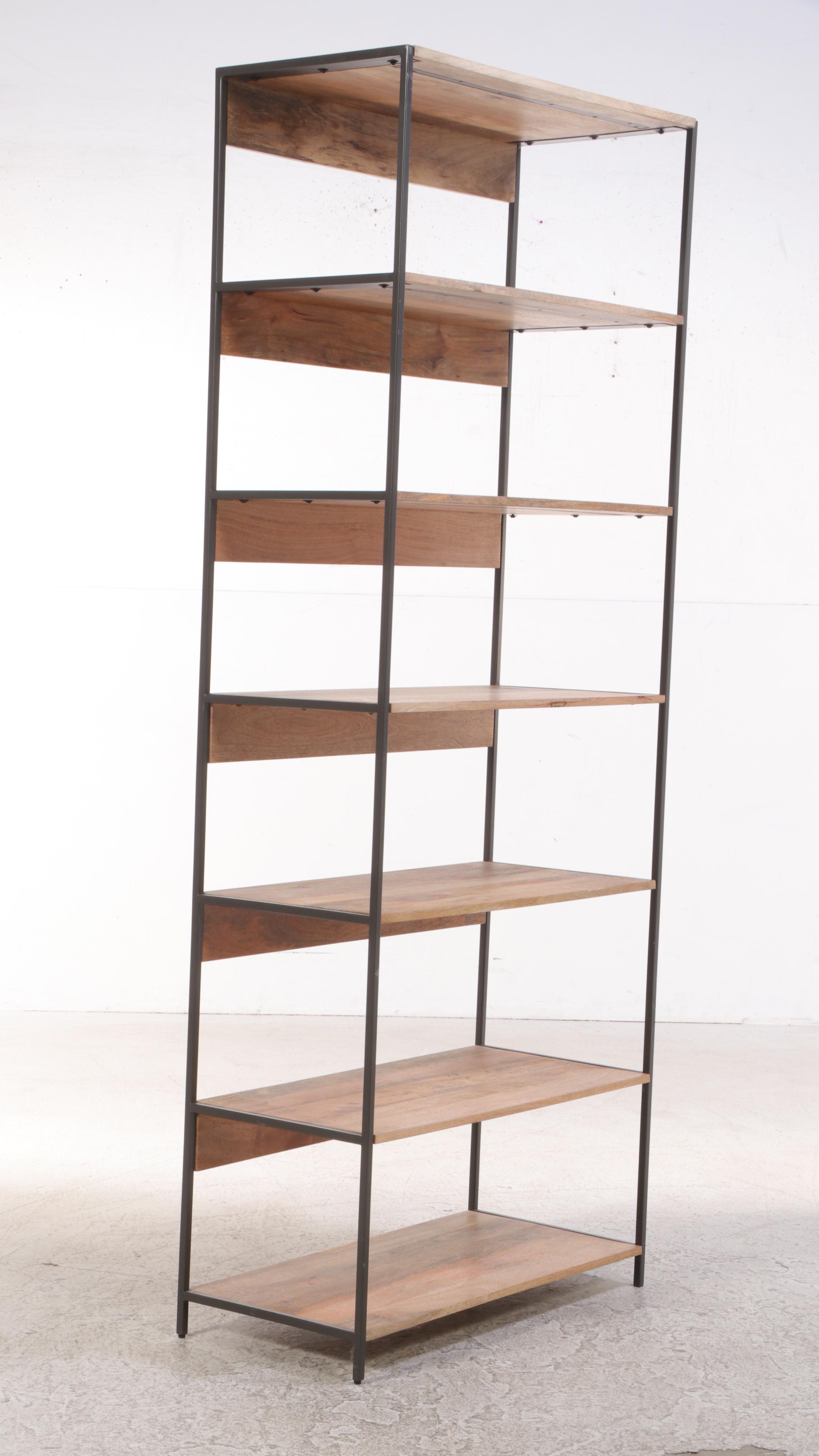 West Elm Industrial Mango Wood and Steel Modular Bookshelf