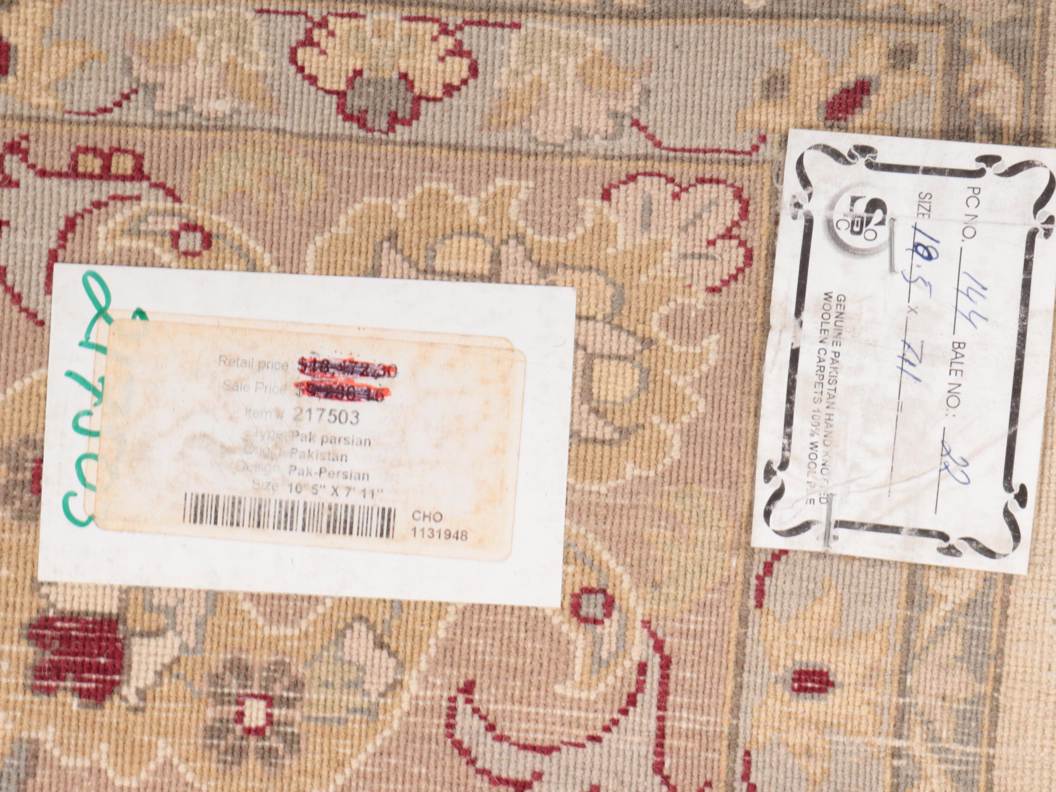 7'11 x 10'6 Hand-Knotted Pakistani-Persian Style Area Rug