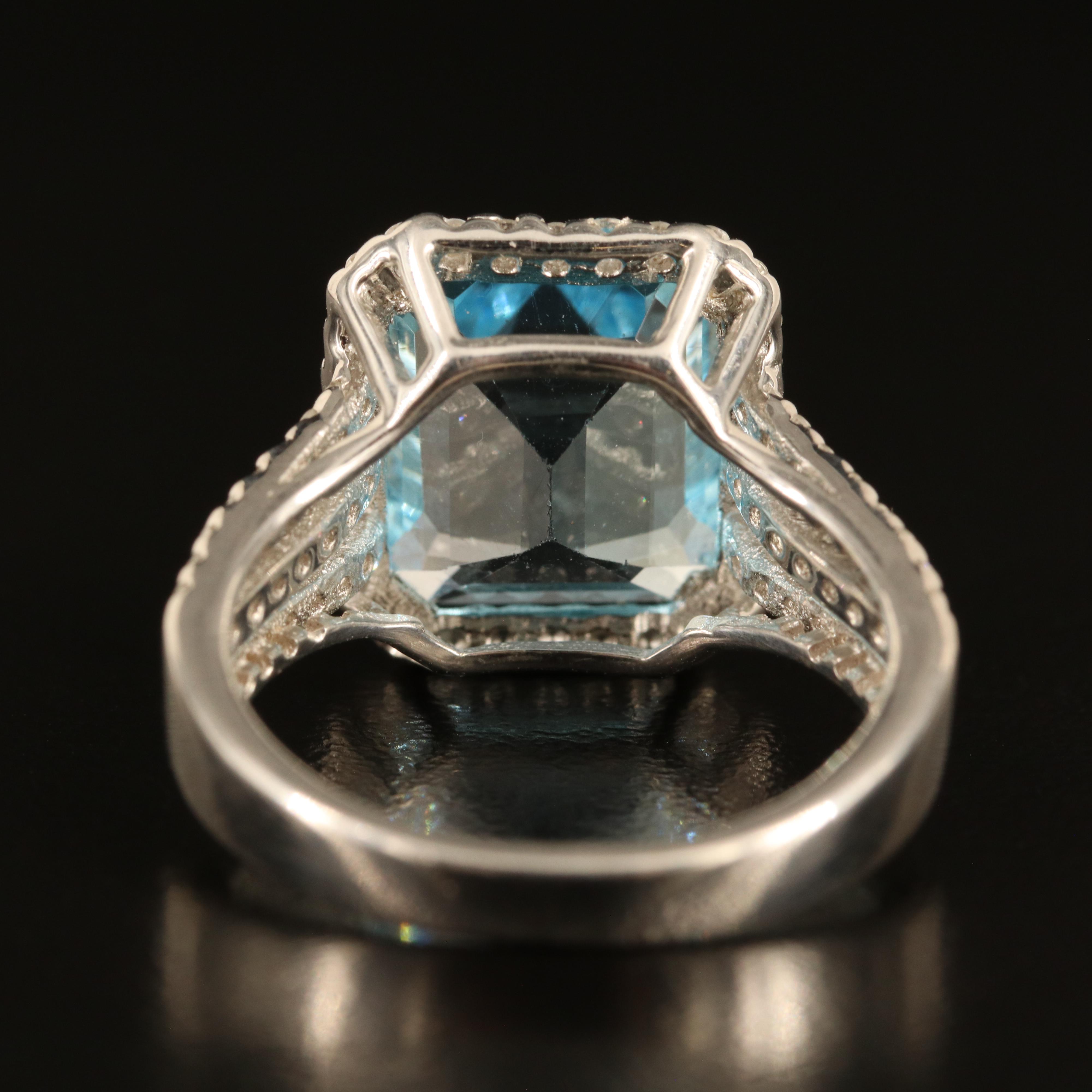 Sterling Sky Blue Topaz and White Zircon Ring