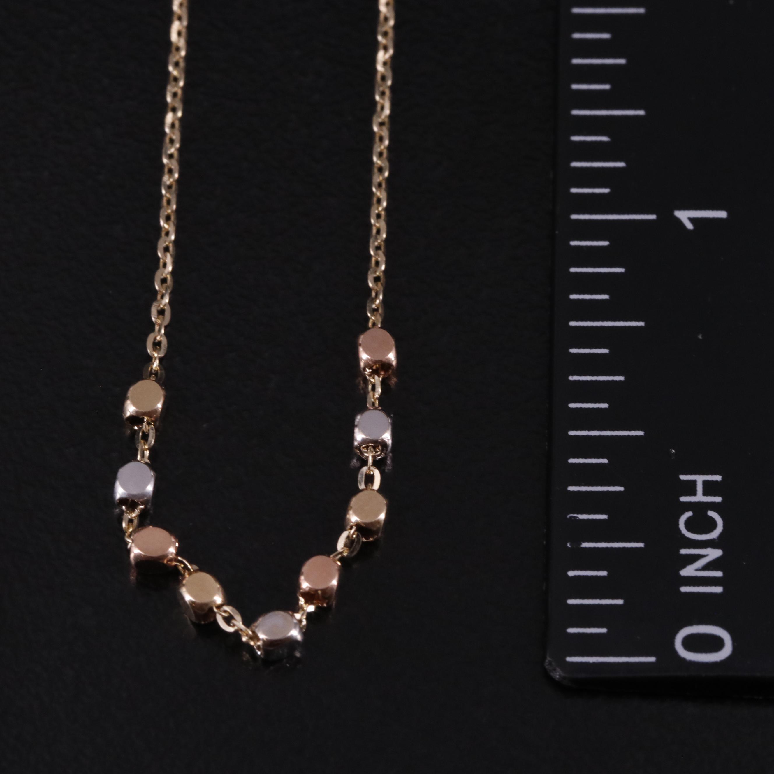 14K Bead and Cable Chain Necklace