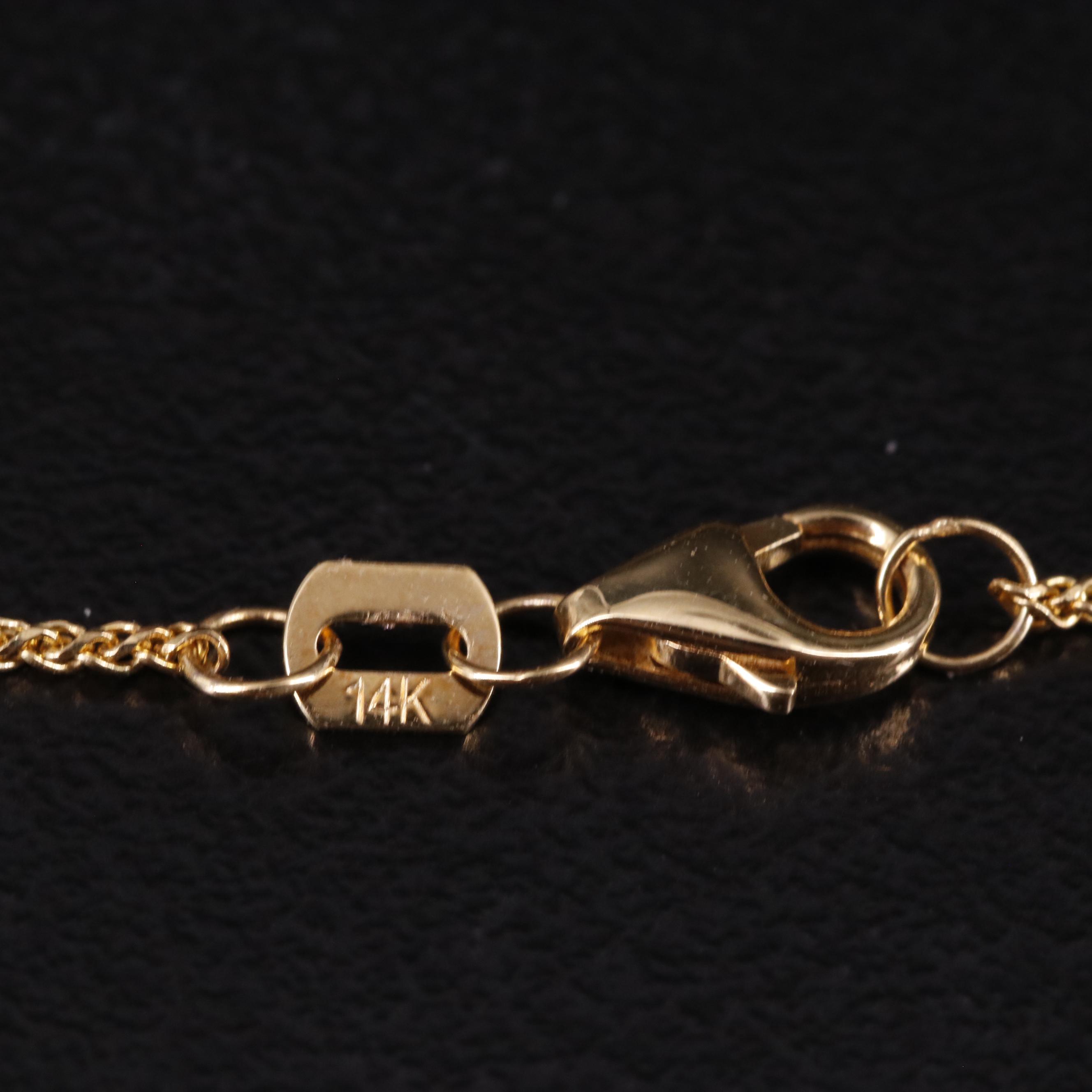 14K Wheat Chain Star and Crescent Moon Necklace