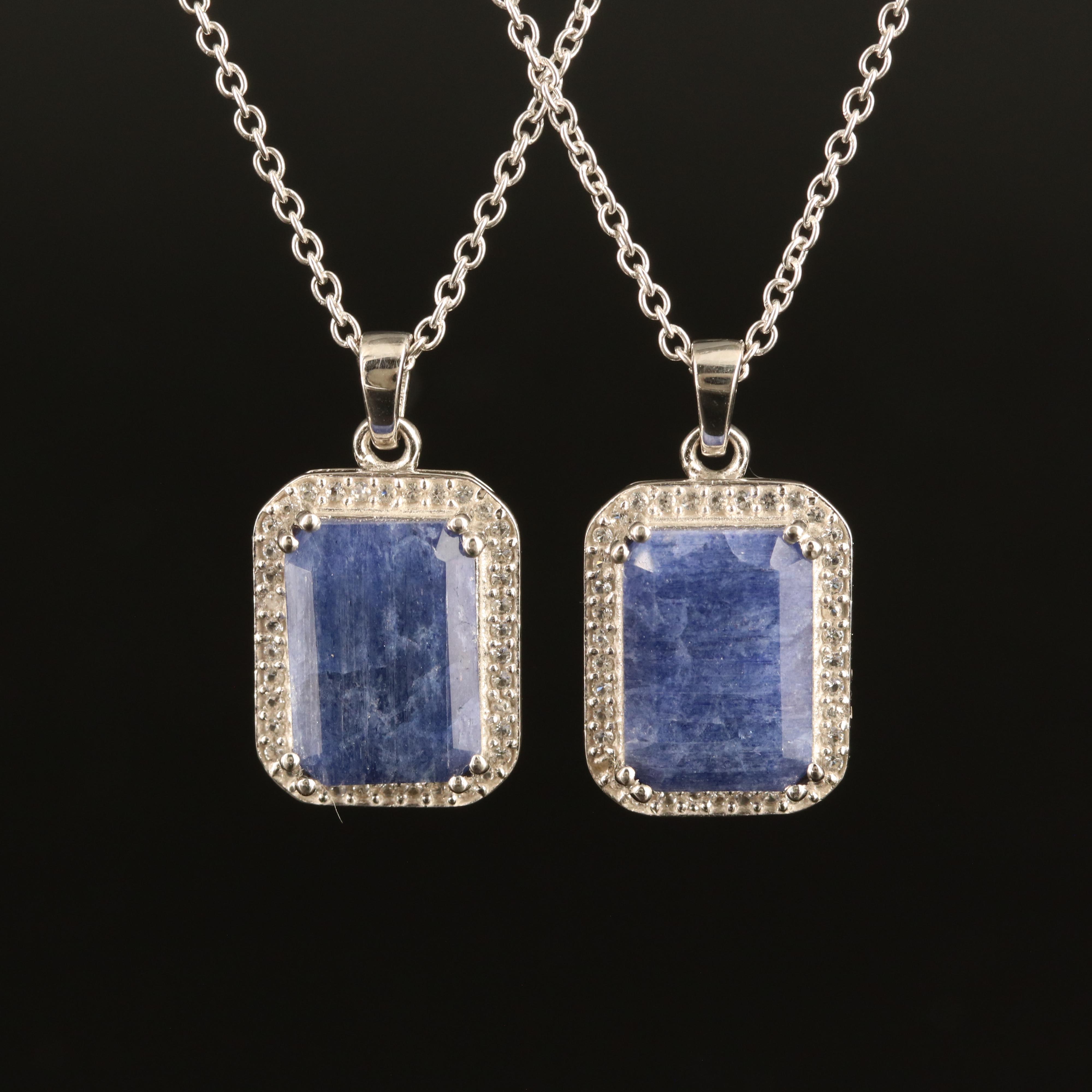 Sterling Beryl and Topaz Pendant Necklaces