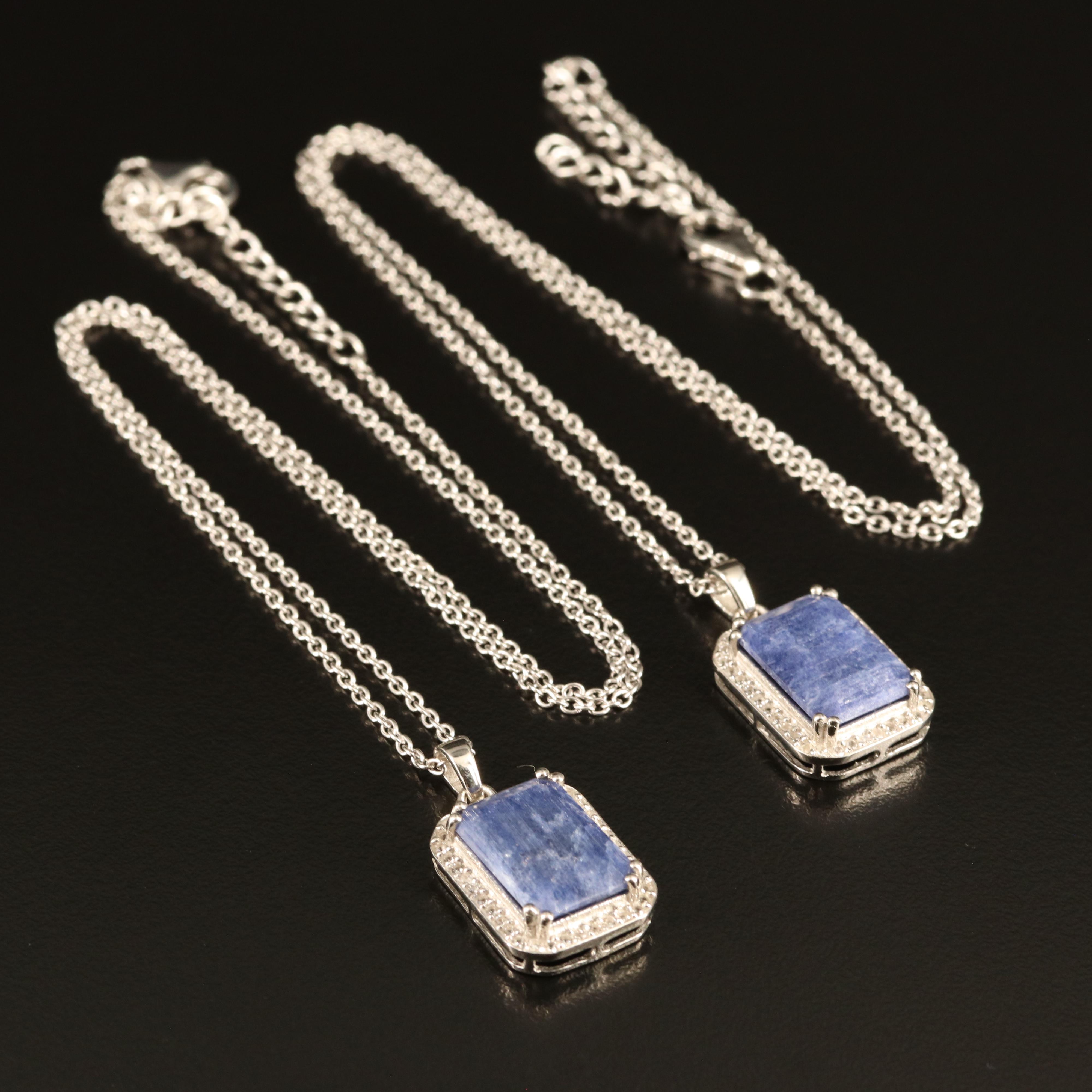 Sterling Beryl and Topaz Pendant Necklaces