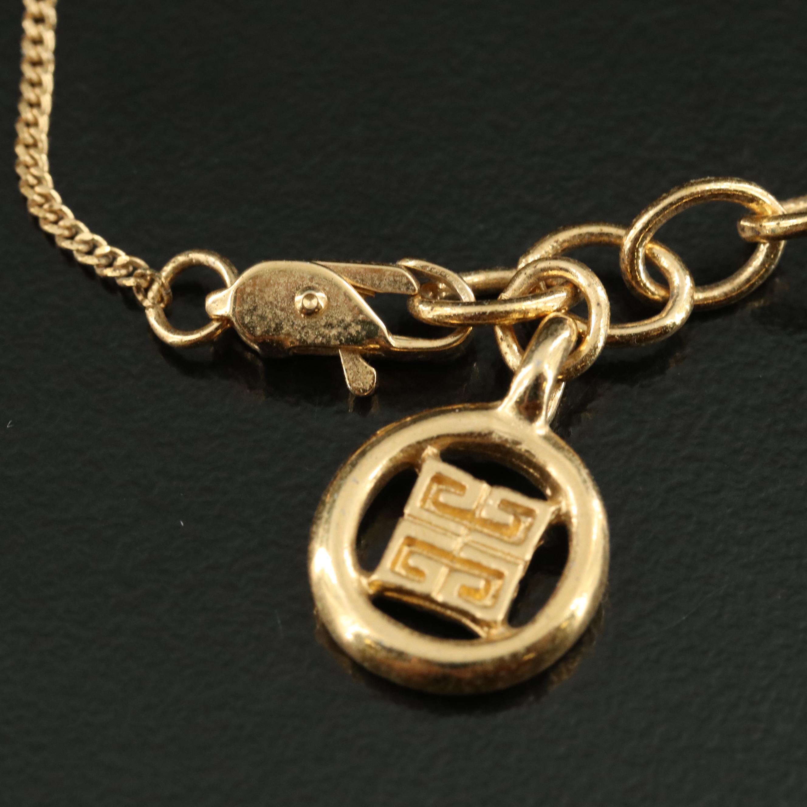 Givenchy Faux Pearl and Rhinestone Reversible Heart Pendant Necklace