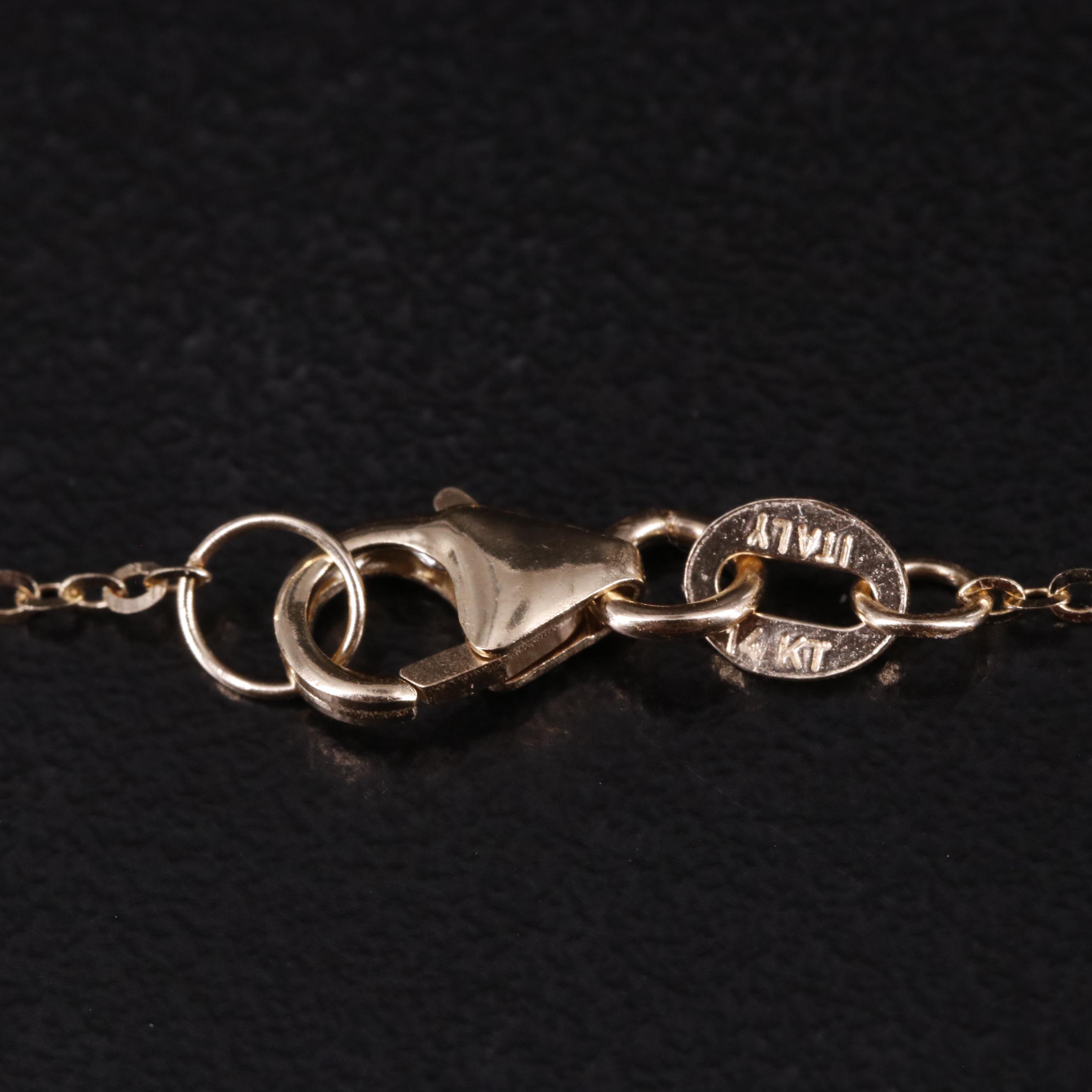 14K Cable Chain Twisted Bar Pendant Necklace