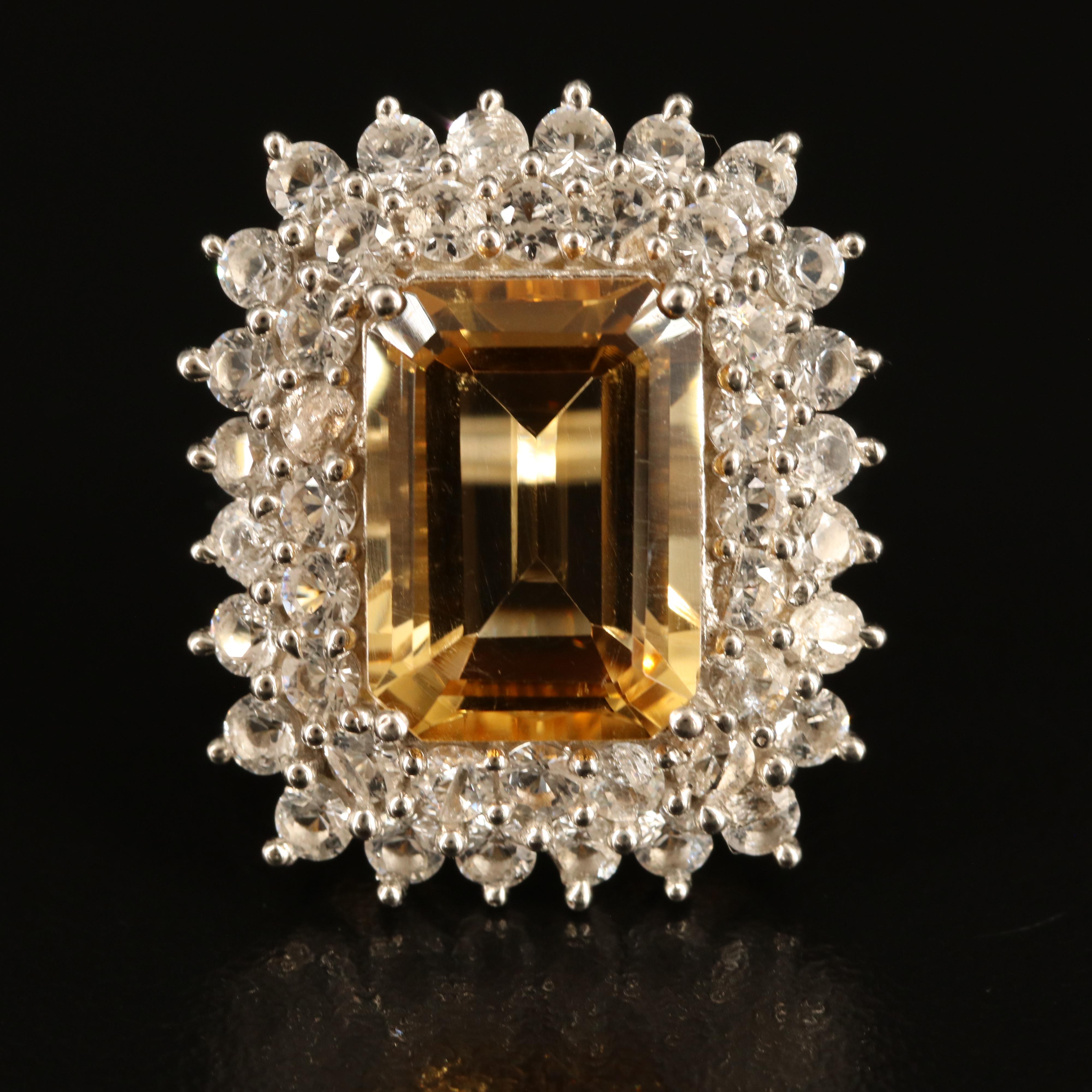 Sterling Citrine and Topaz Ring