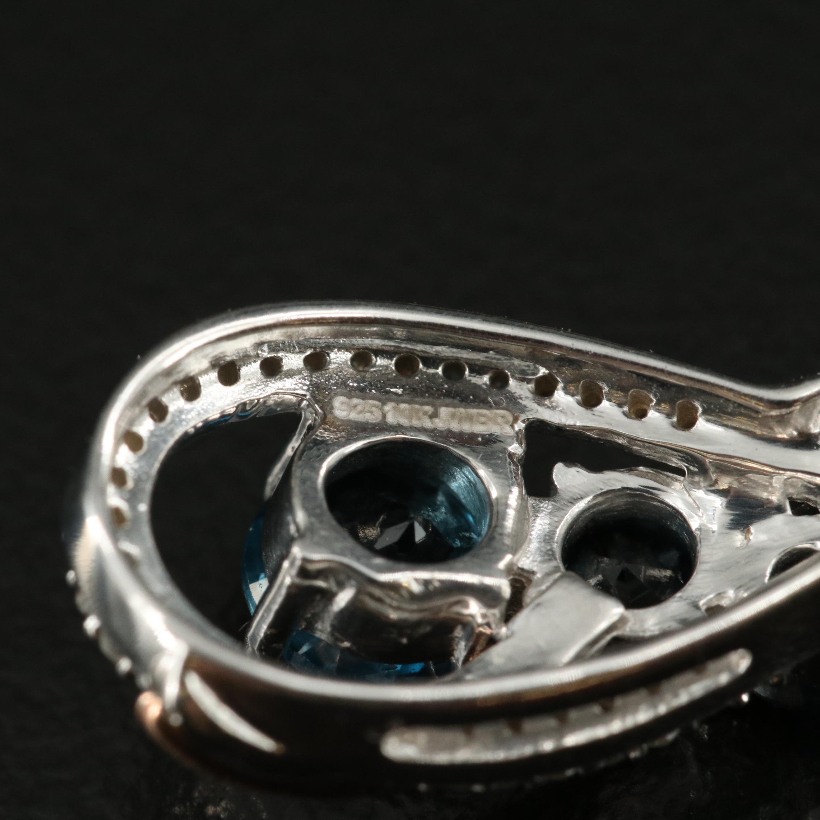 Sterling Topaz and Diamond Pendant Necklace 10K Rose Gold Accent