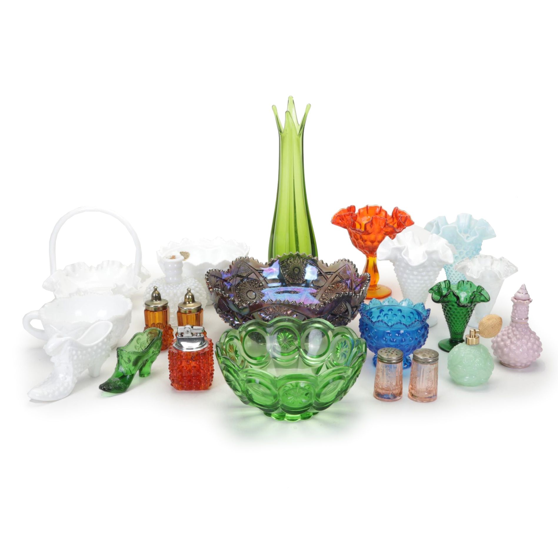 Fenton, Fostoria, Other Hobnail, Carnival, Opalescent, Amberina and Milk Glass
