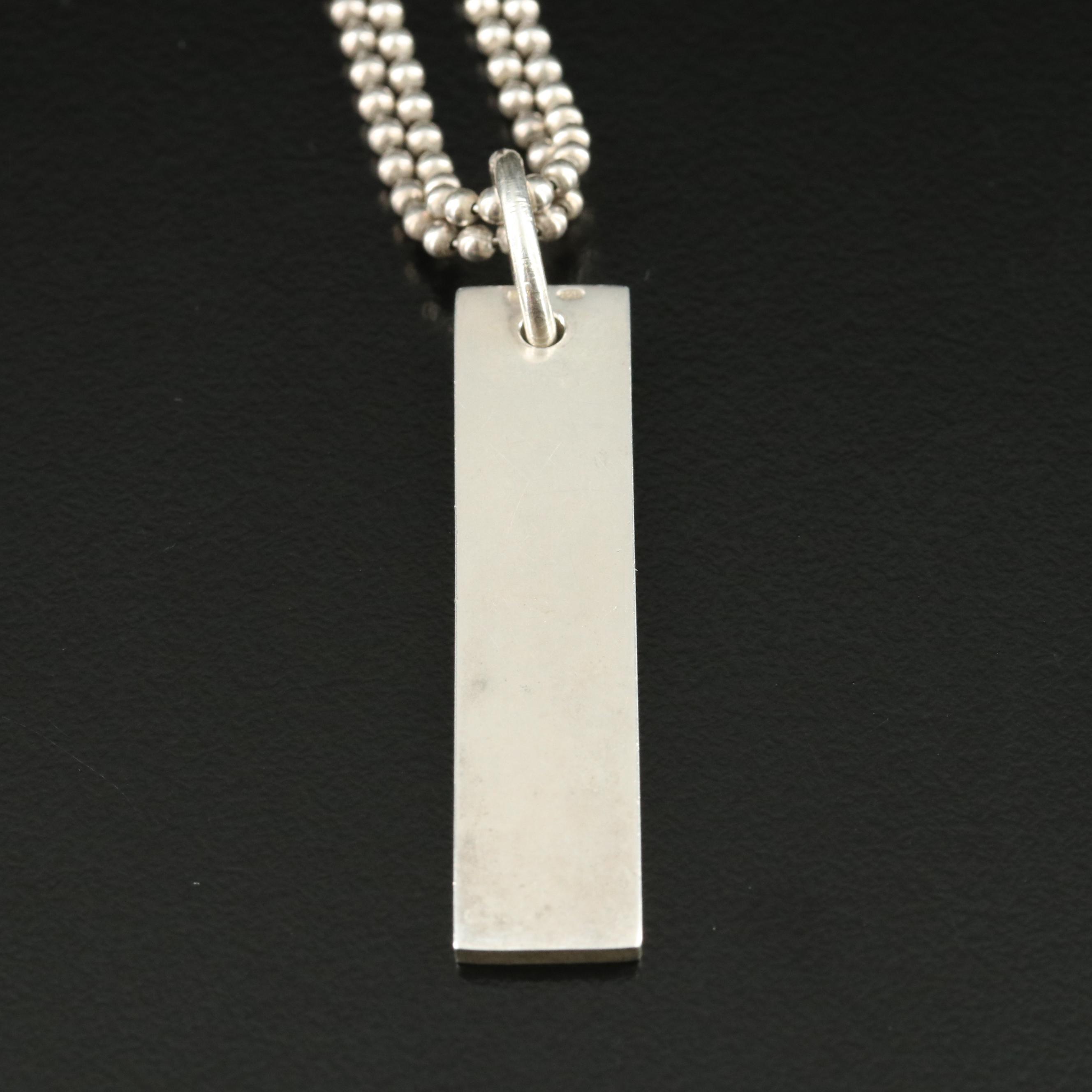 Gucci Sterling Logo Bar Pendant Necklace