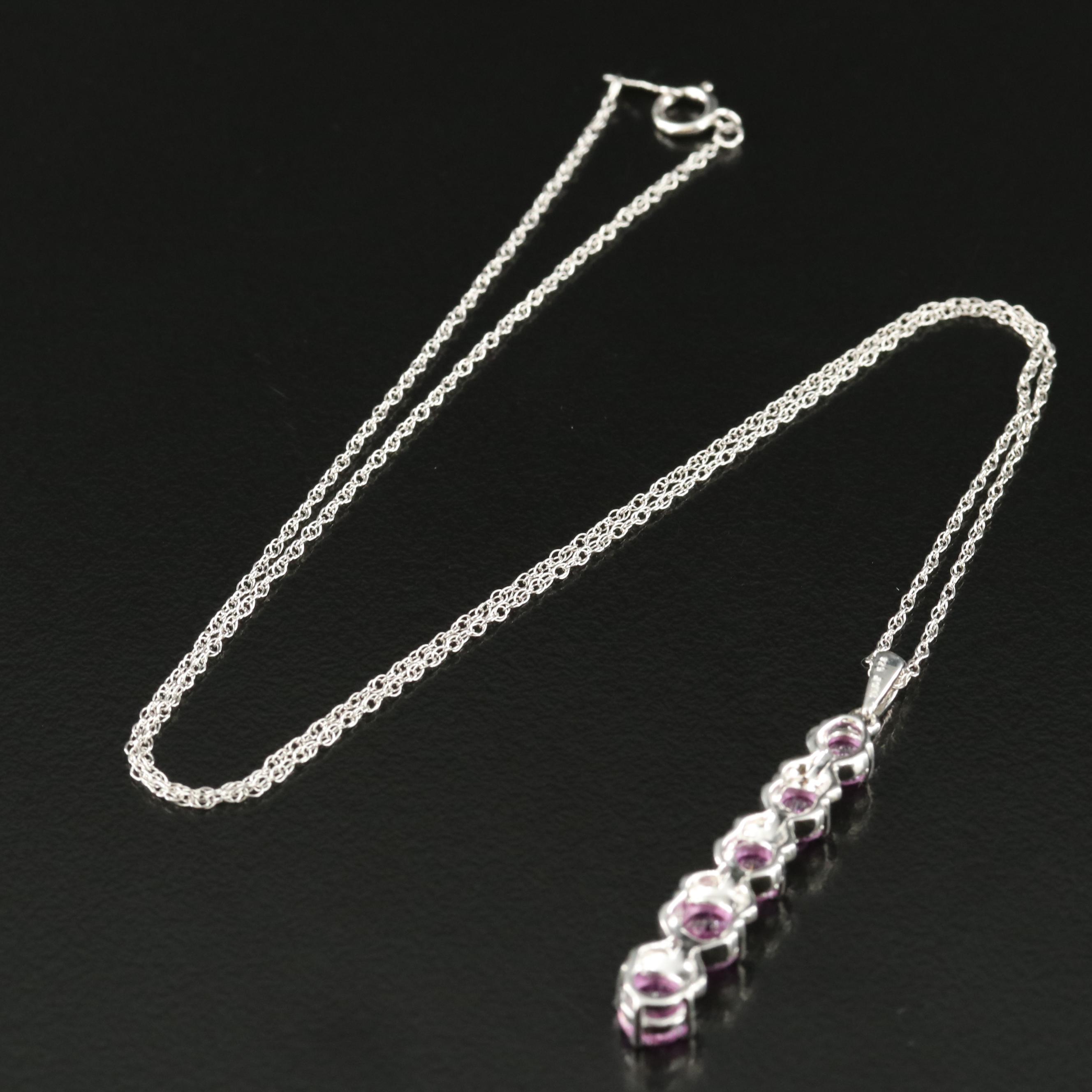 Sterling Sapphire Pendant Necklace