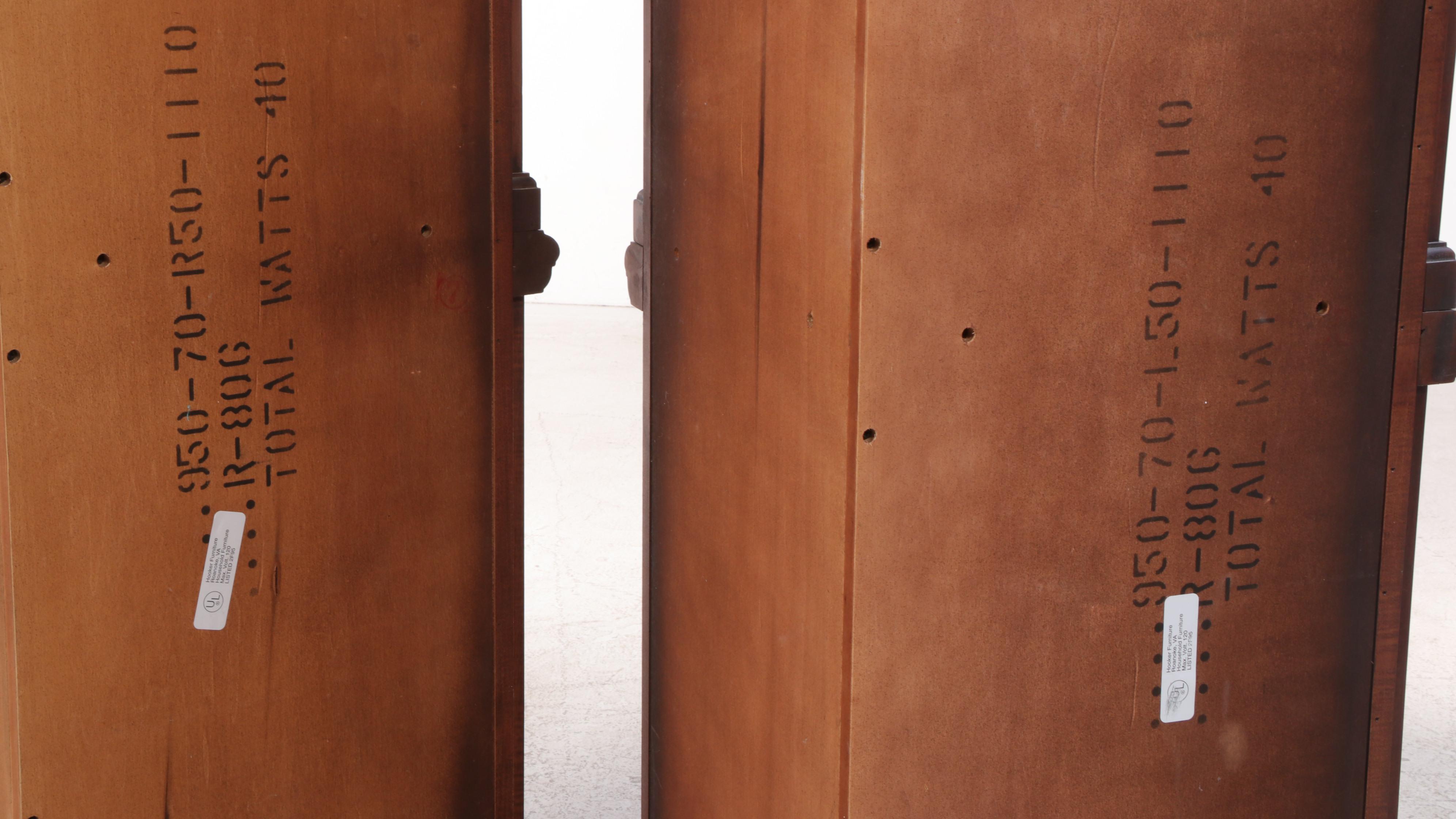 Two Hooker Furniture Mahogany Corner Cabinets