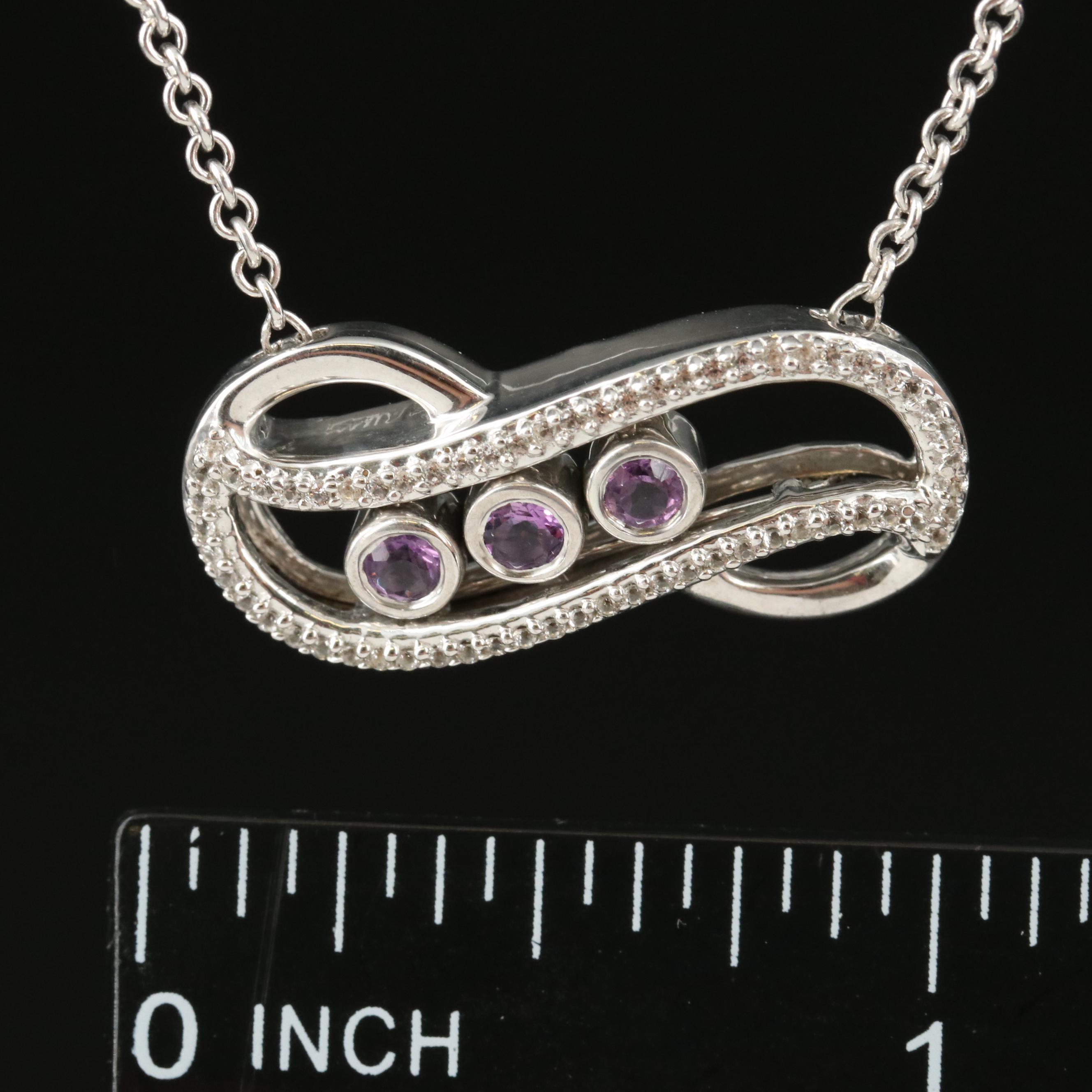Sterling Amethyst and Sapphire Pendant Necklace