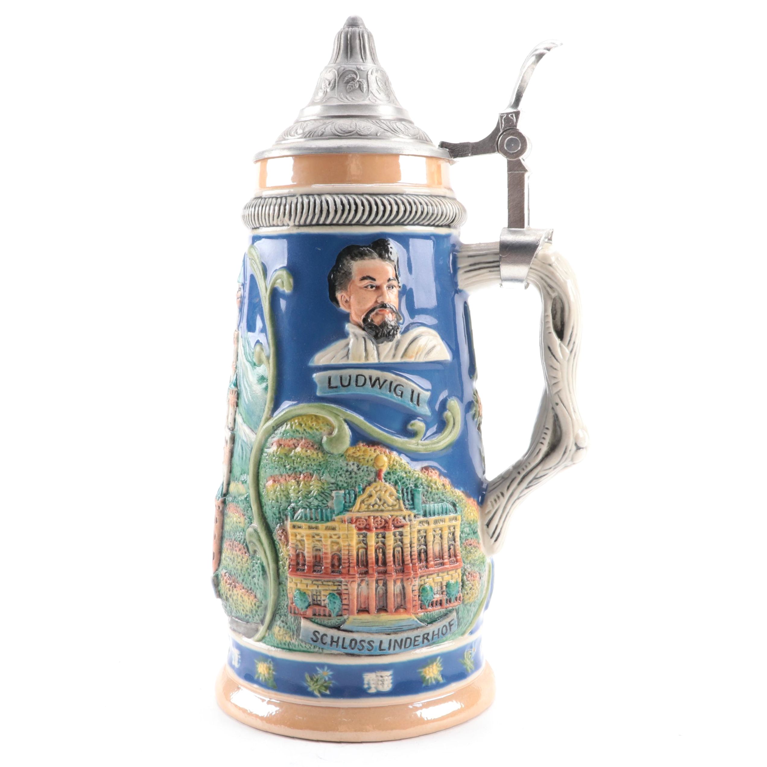 Gerz Neuschwanstein Castle Ceramic German Beer Stein