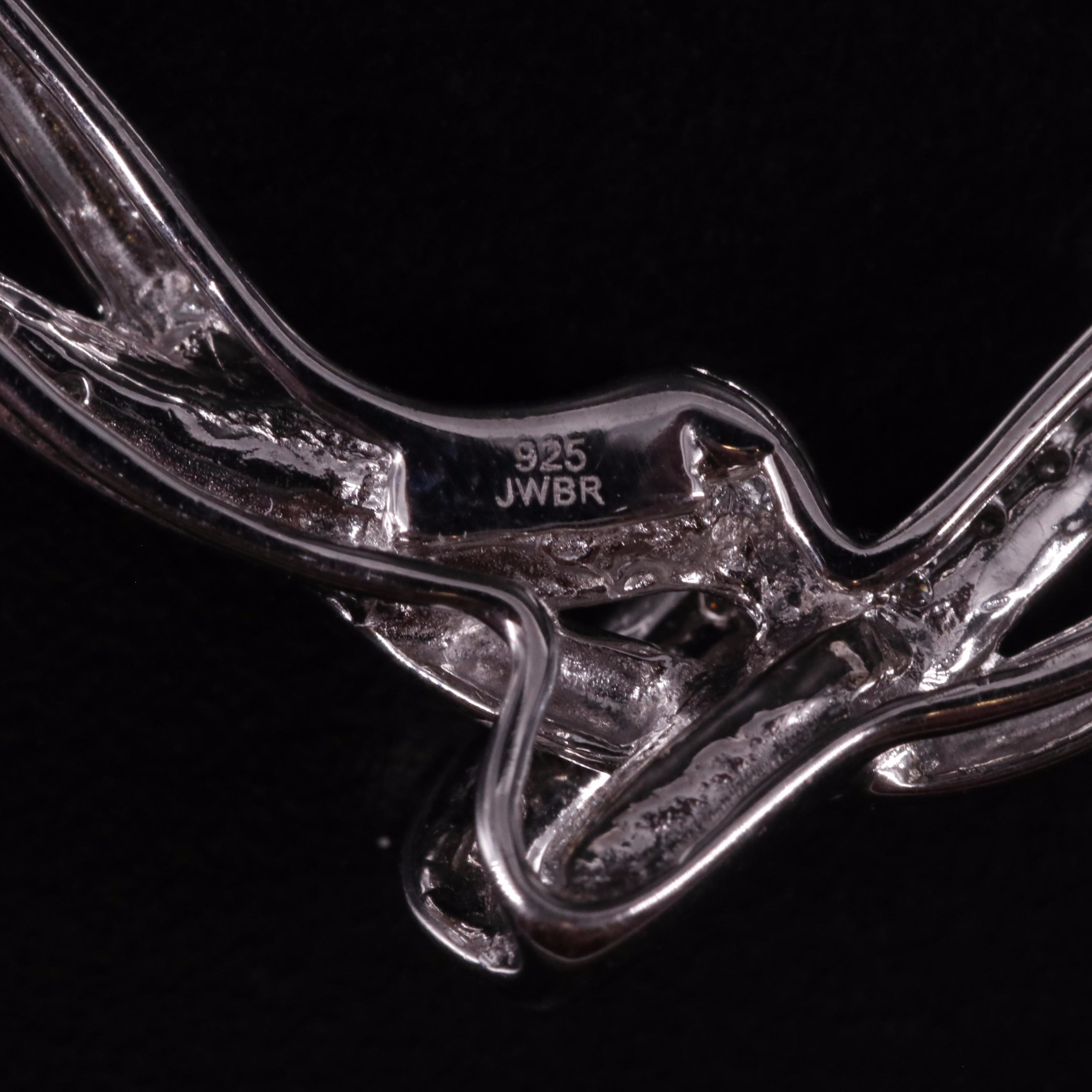 Sterling Diamond Bracelet, Earrings and Festoon Necklace Set