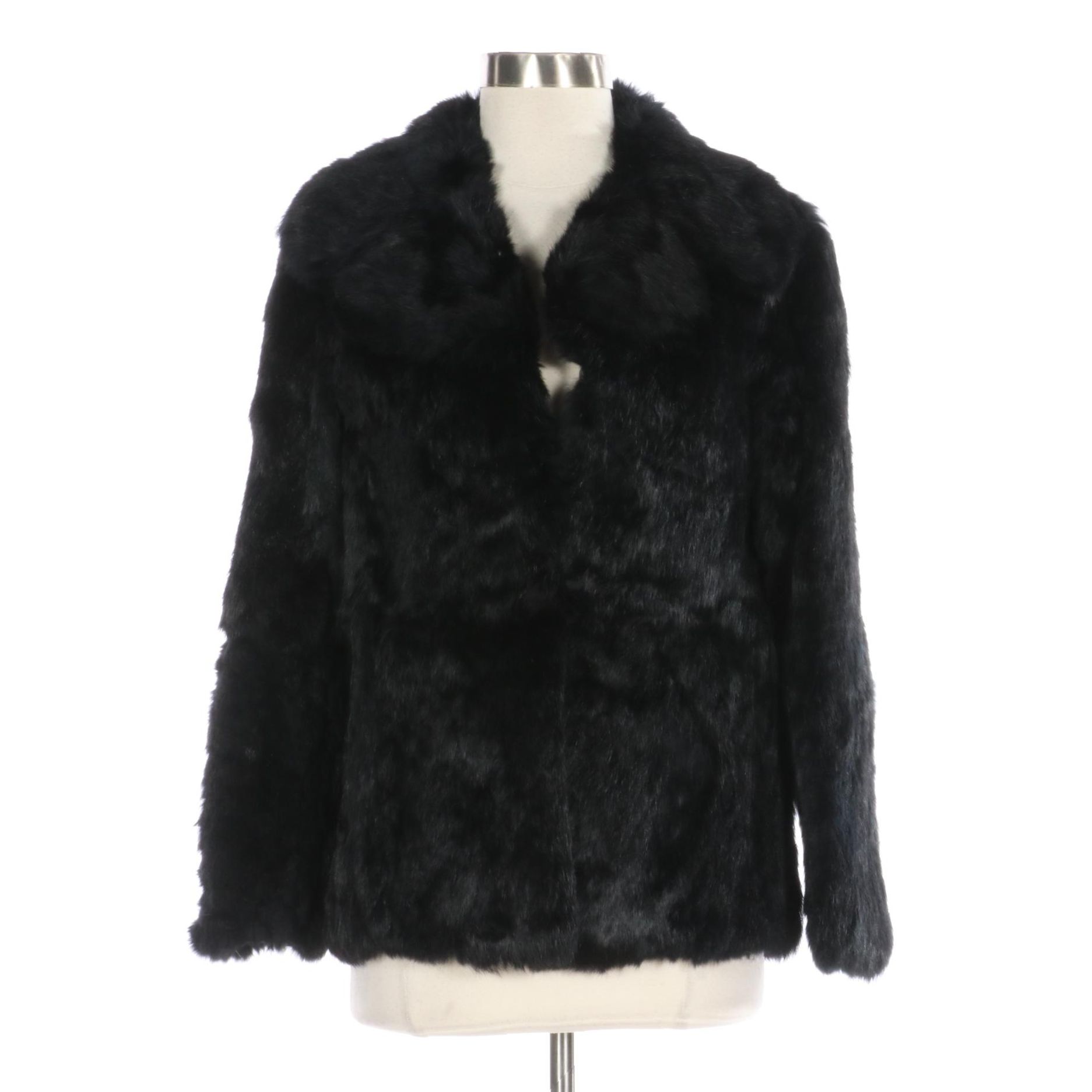 Rabbit Fur Notched Collar Jacket