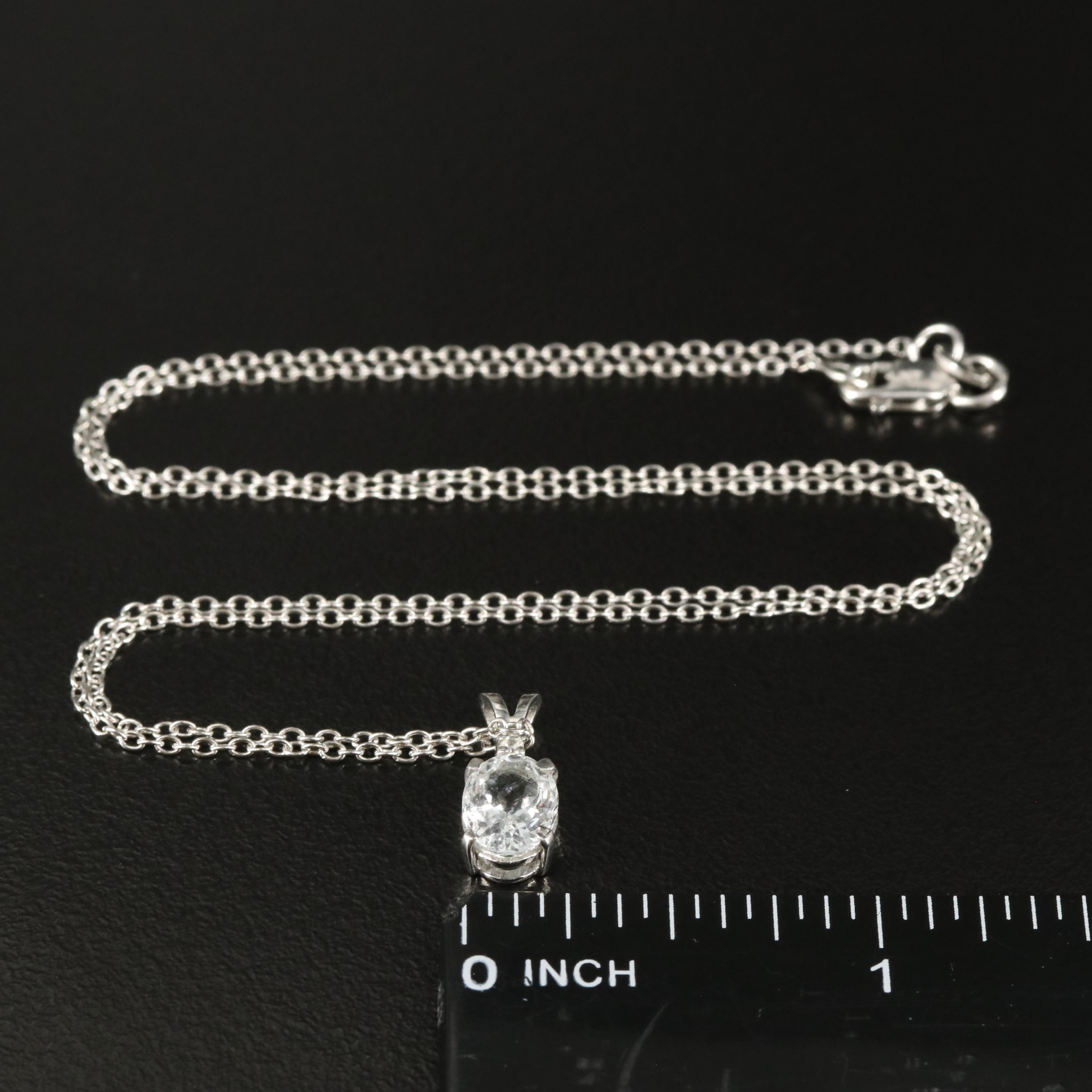 Sterling Rock Crystal Quartz and White Topaz Drop Pendant Necklace