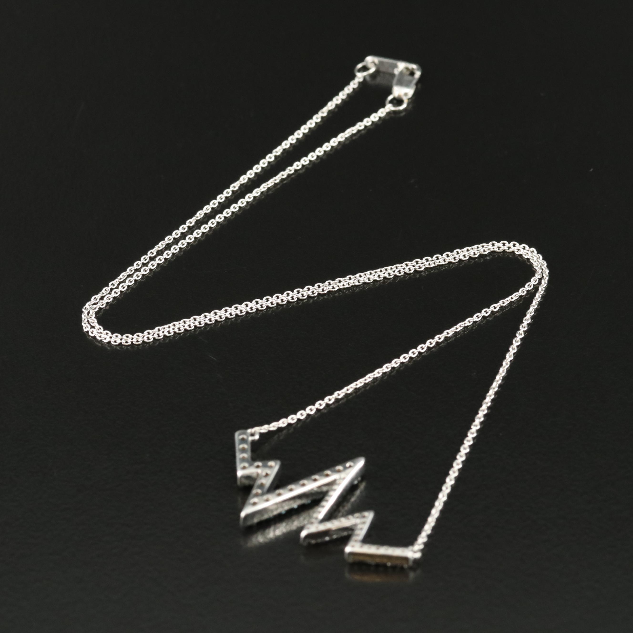 Sterling Topaz and Sapphire Heartbeat Pendant Necklace