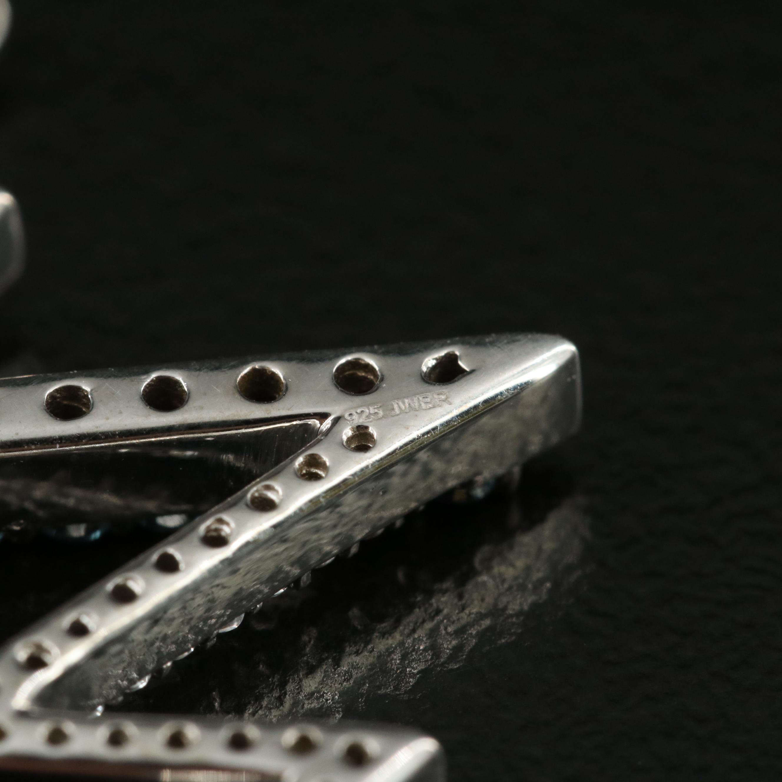 Sterling Topaz and Sapphire Heartbeat Pendant Necklace