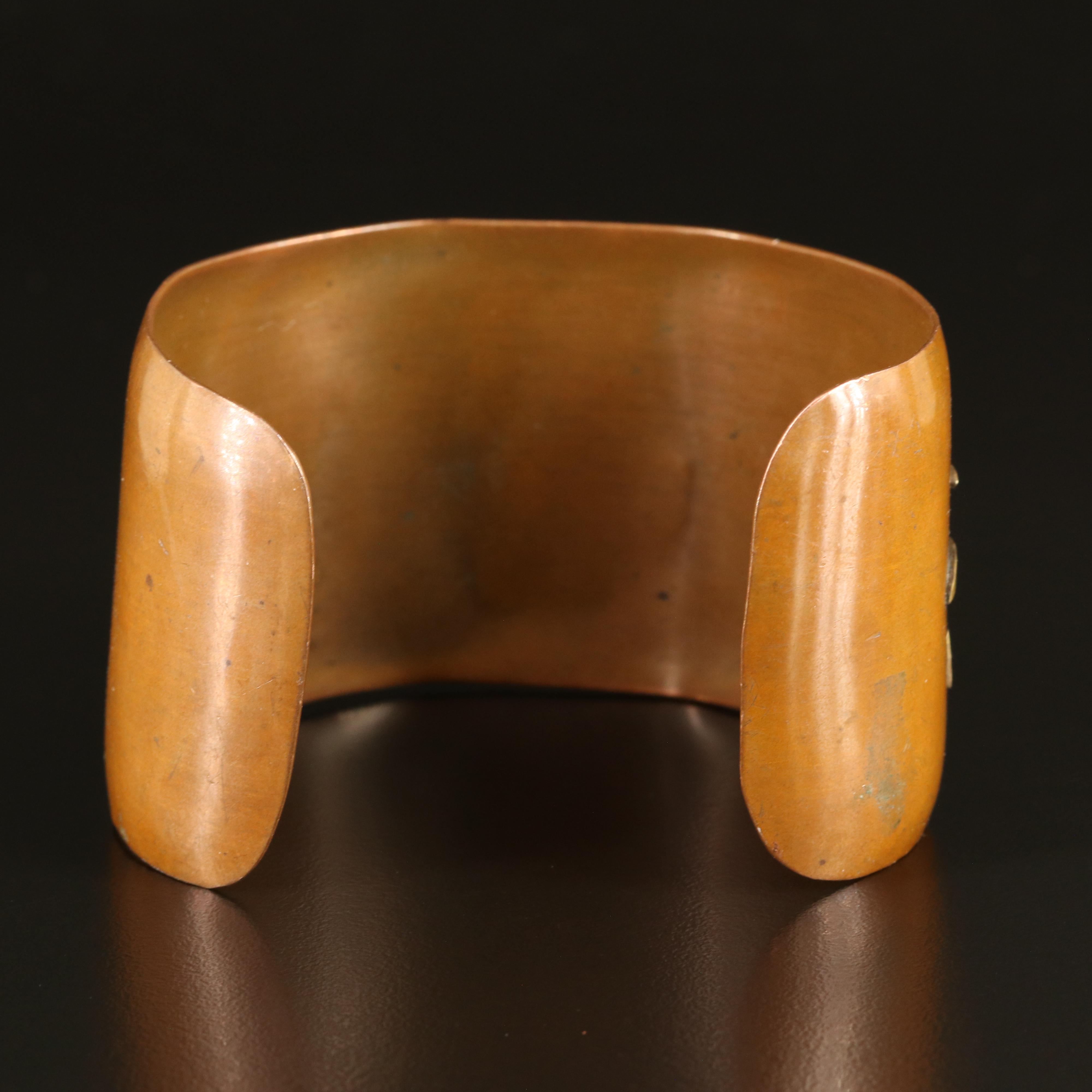 Copper Figural Cuff with Abalone Detail