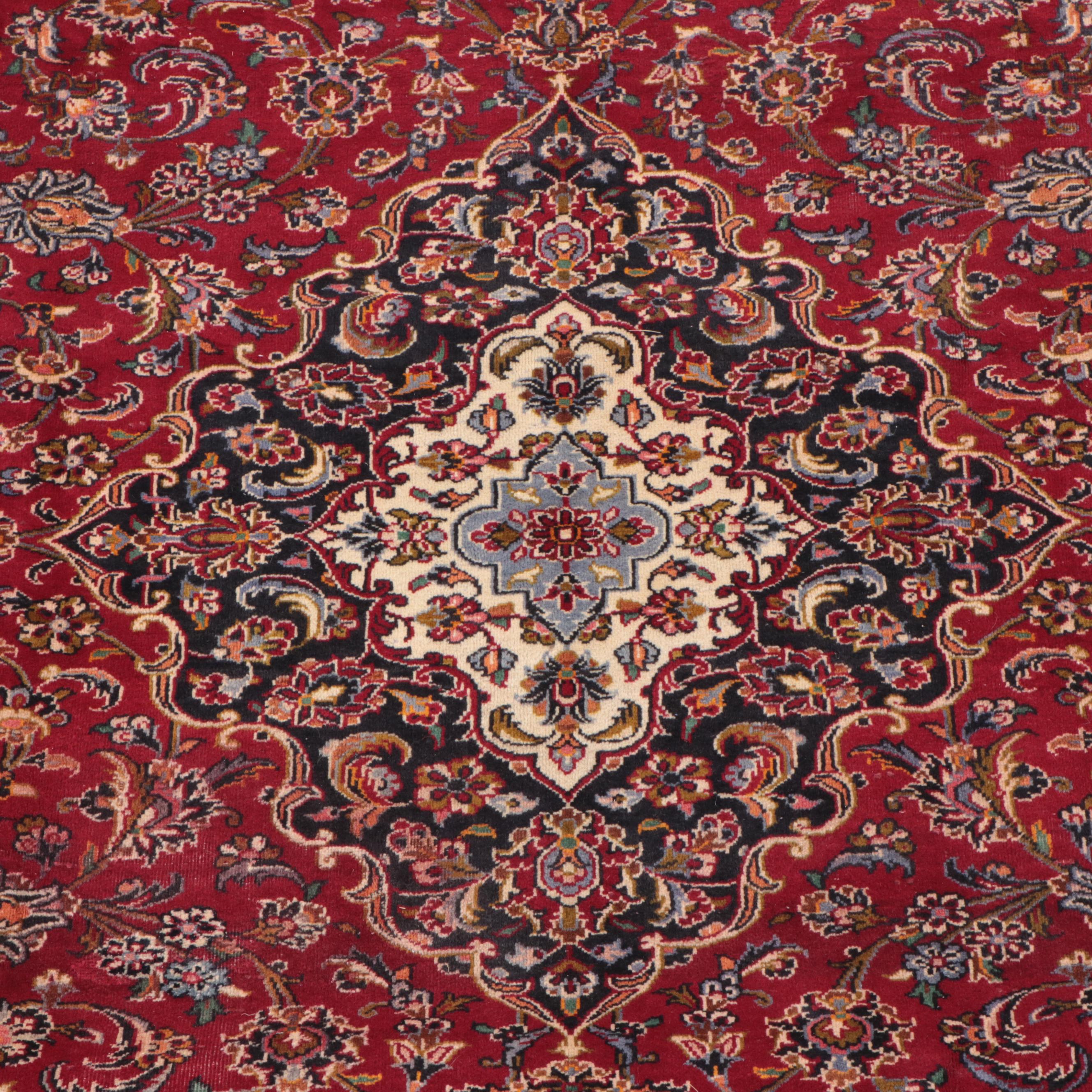 9' x 12'5 Hand-Knotted Persian Kashan Area Rug