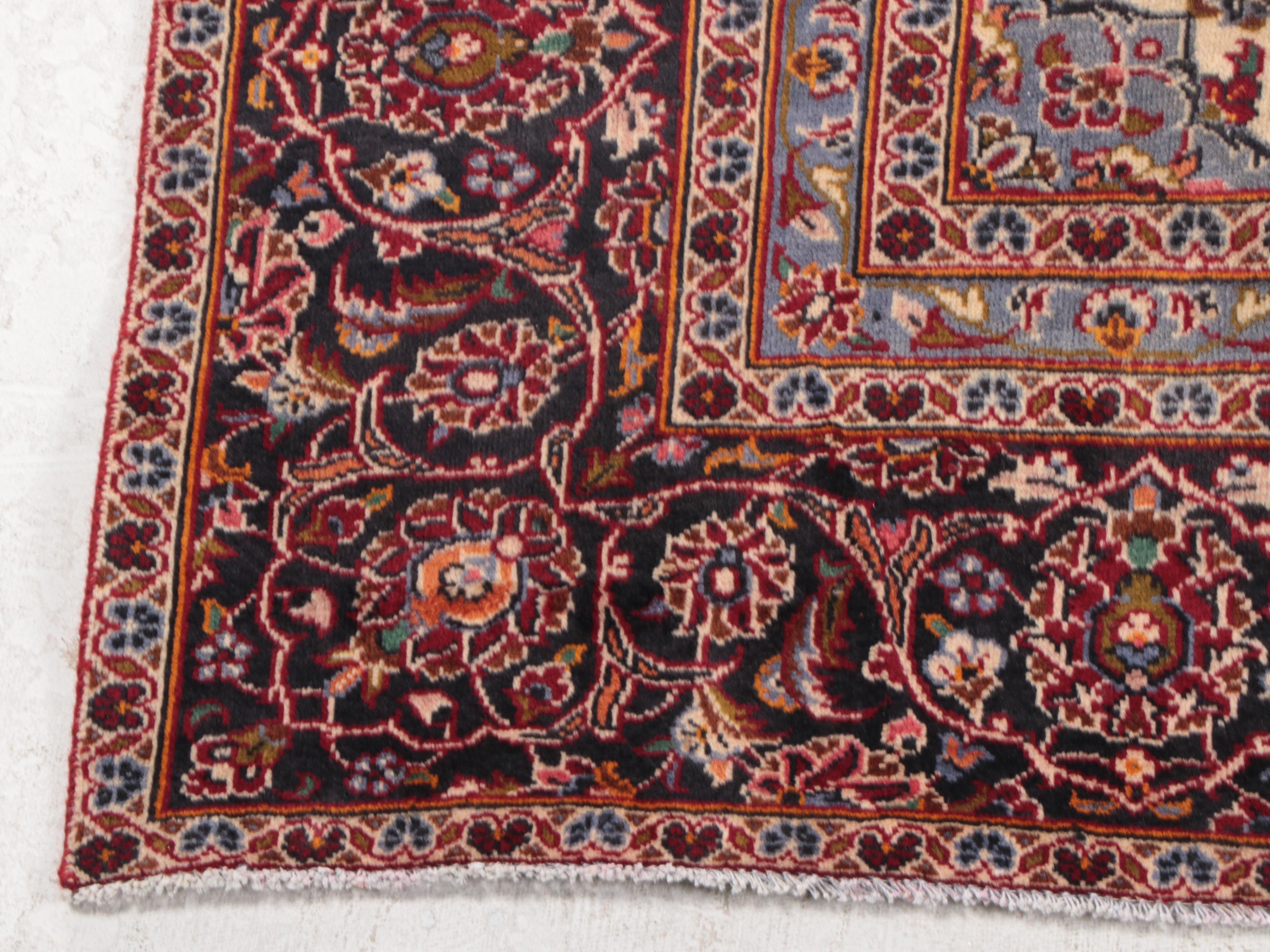 9' x 12'5 Hand-Knotted Persian Kashan Area Rug