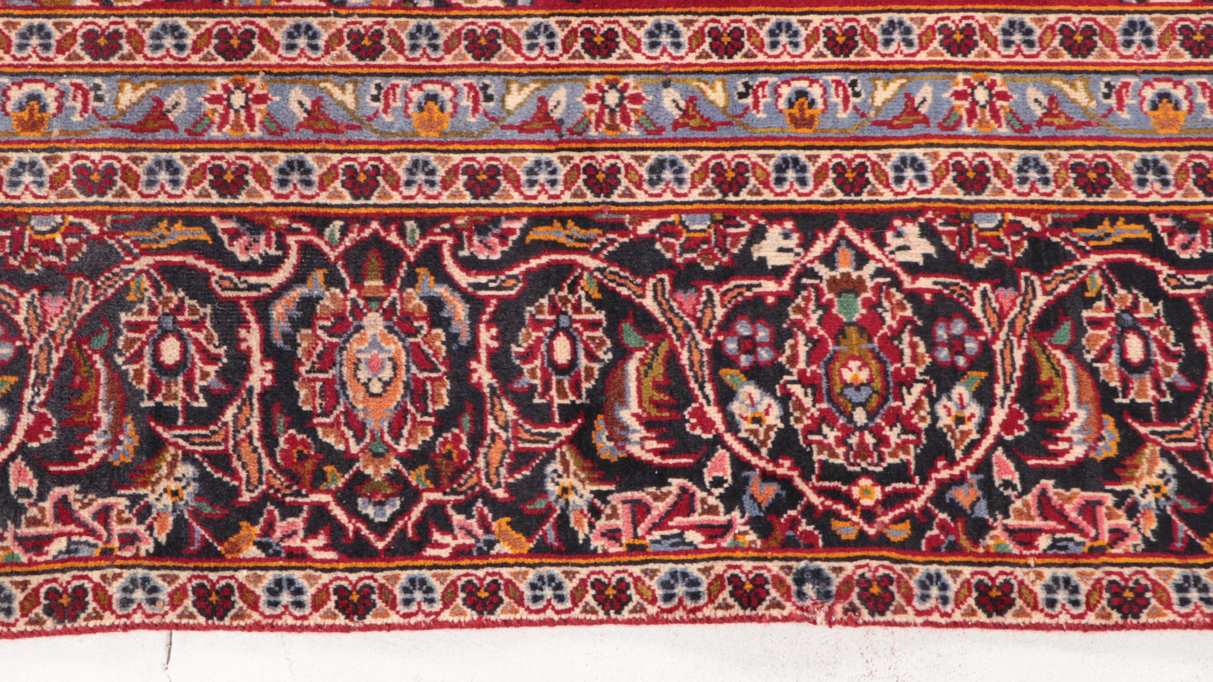 9' x 12'5 Hand-Knotted Persian Kashan Area Rug