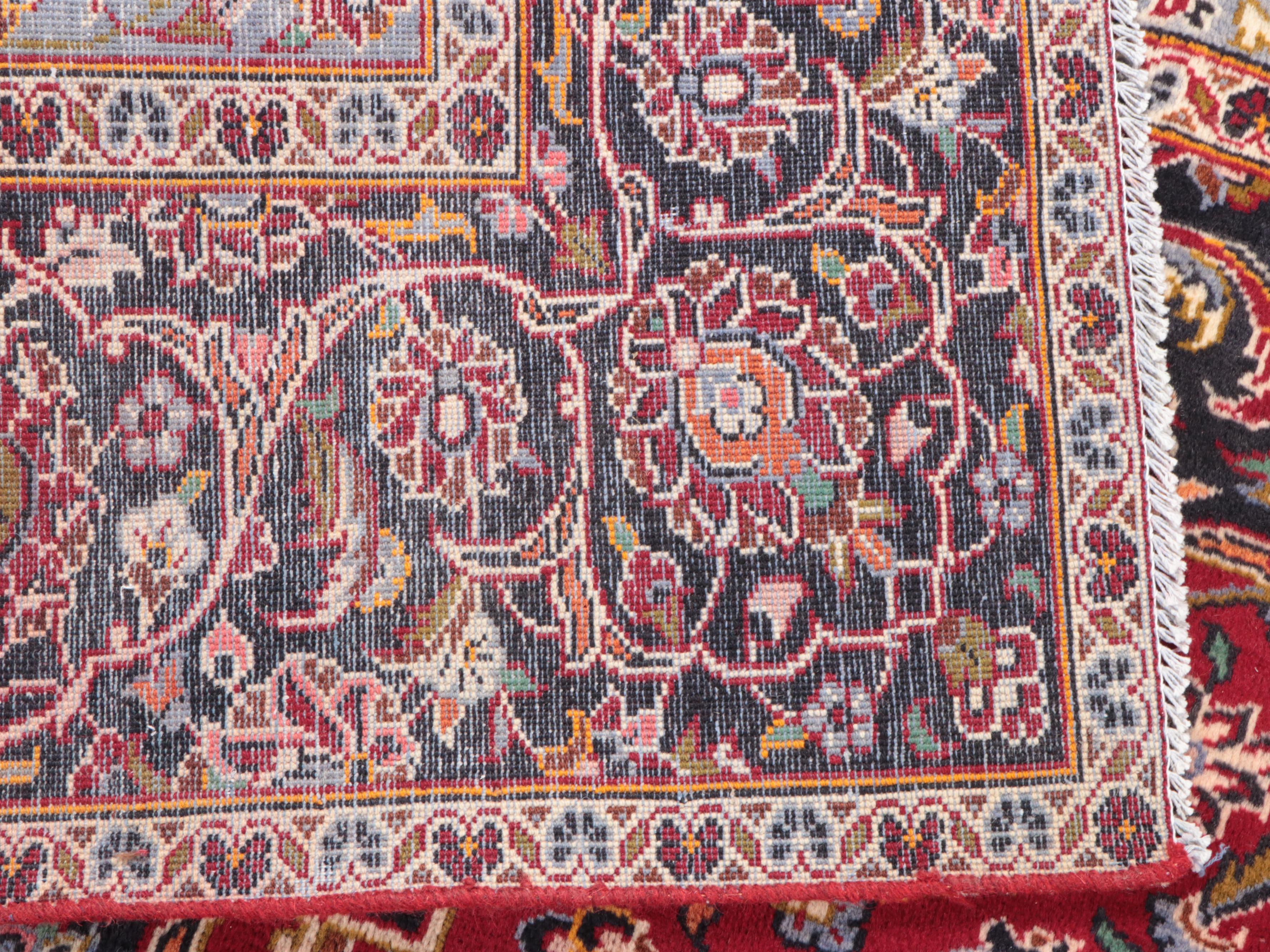 9' x 12'5 Hand-Knotted Persian Kashan Area Rug