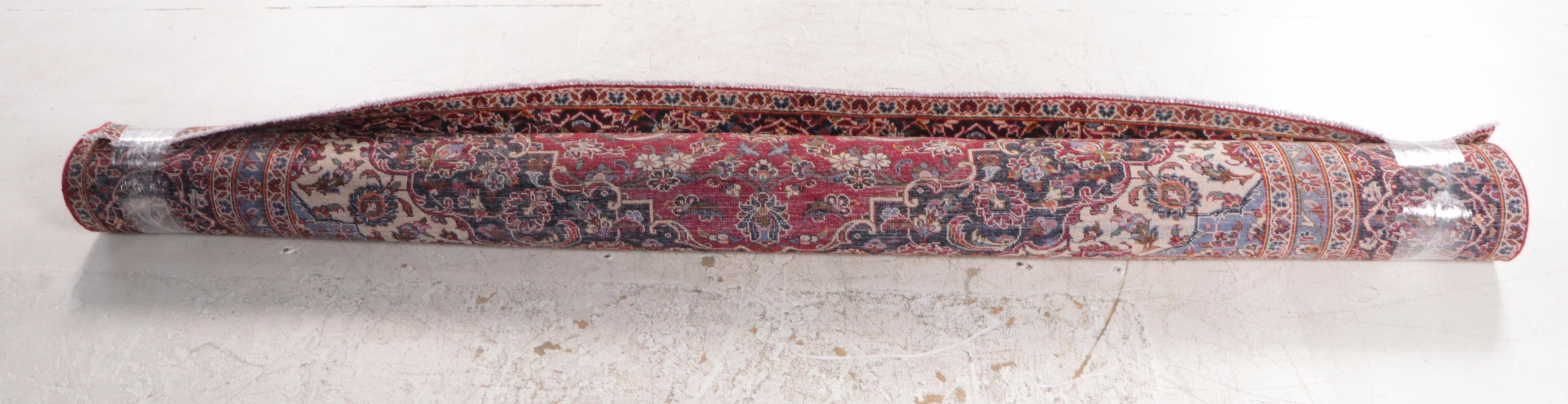 9' x 12'5 Hand-Knotted Persian Kashan Area Rug