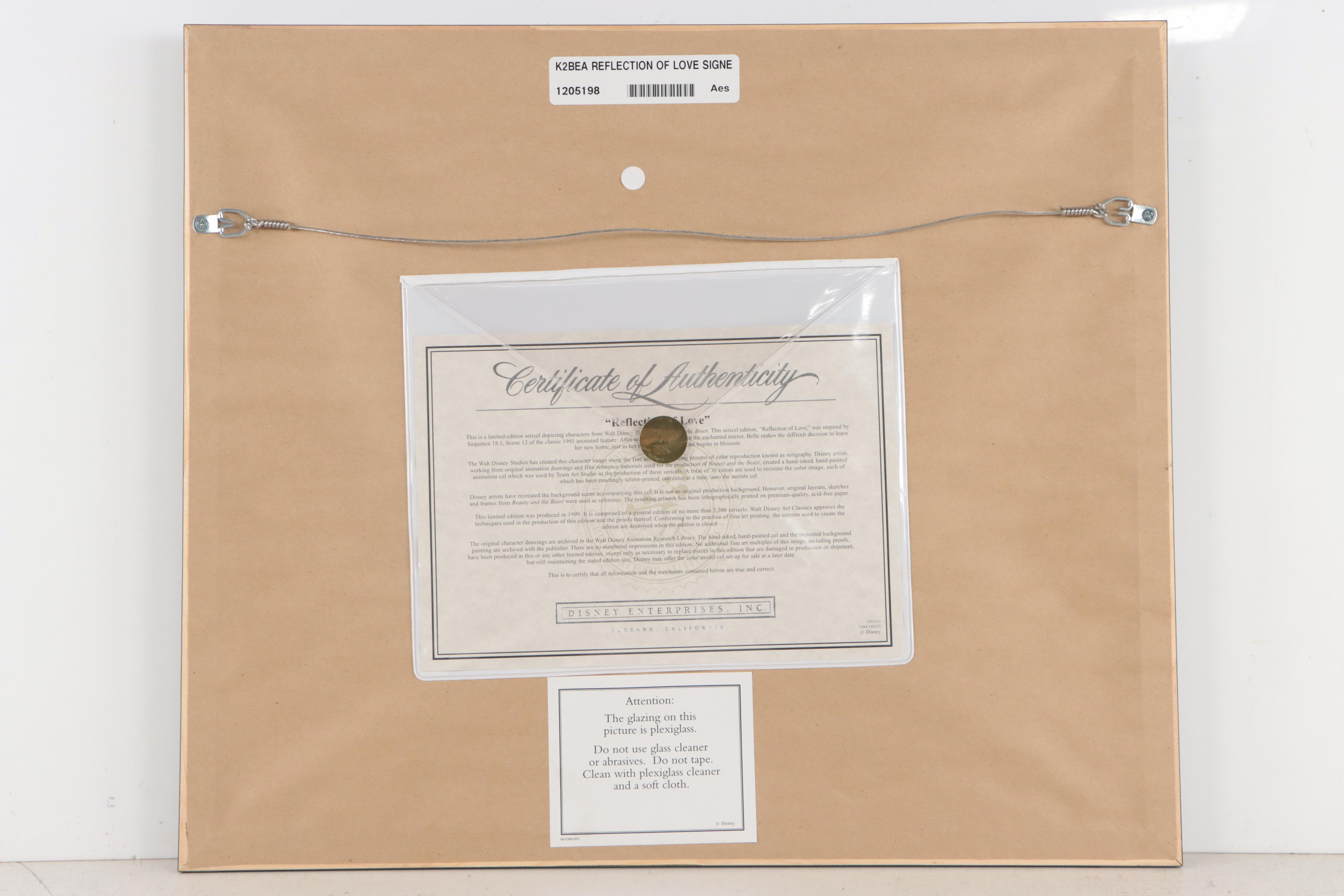 Disney Signed Sericel by Character Voice Artist "Reflection of Love," 1999