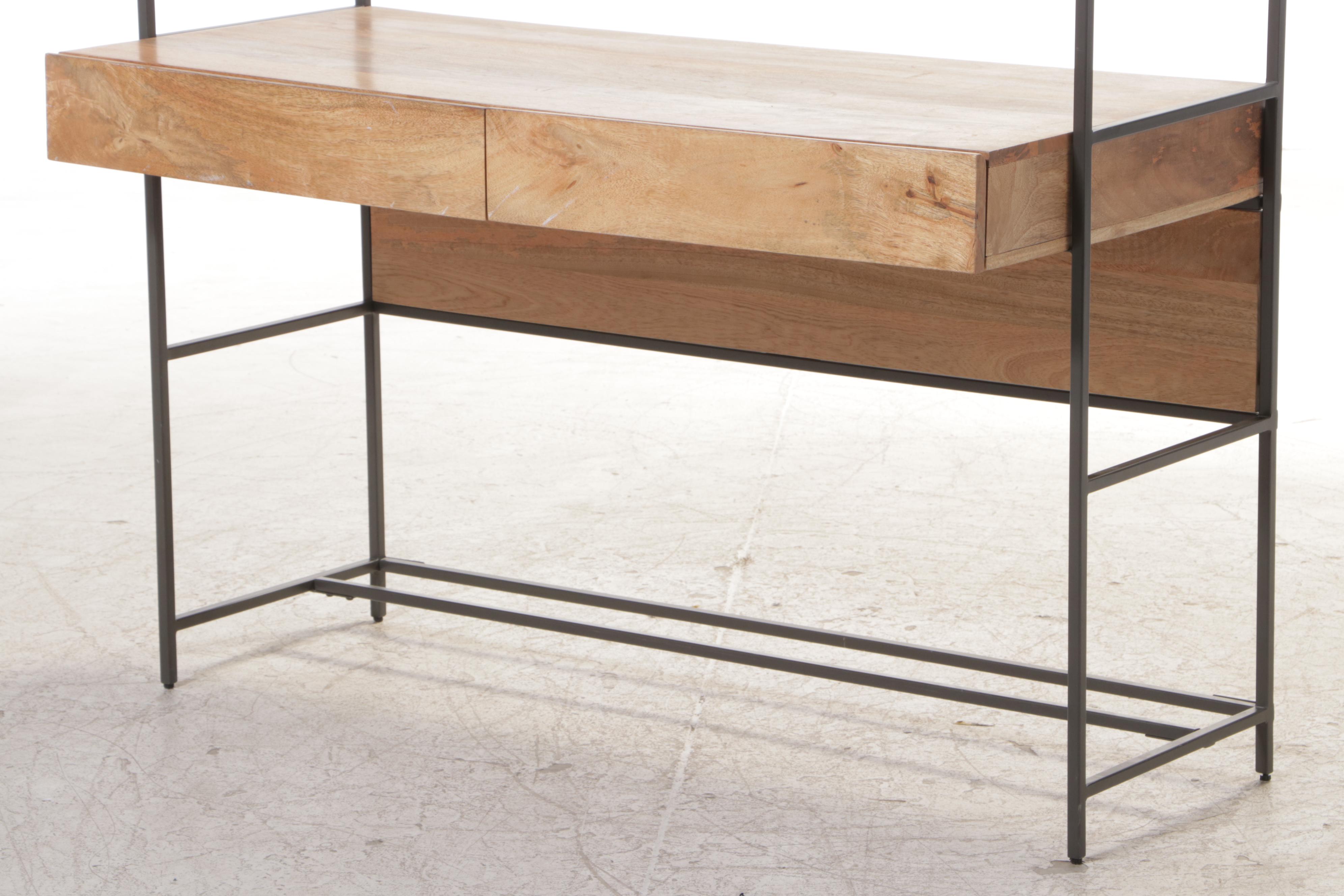 West Elm Industrial Mango Wood and Steel Modular Wall Desk