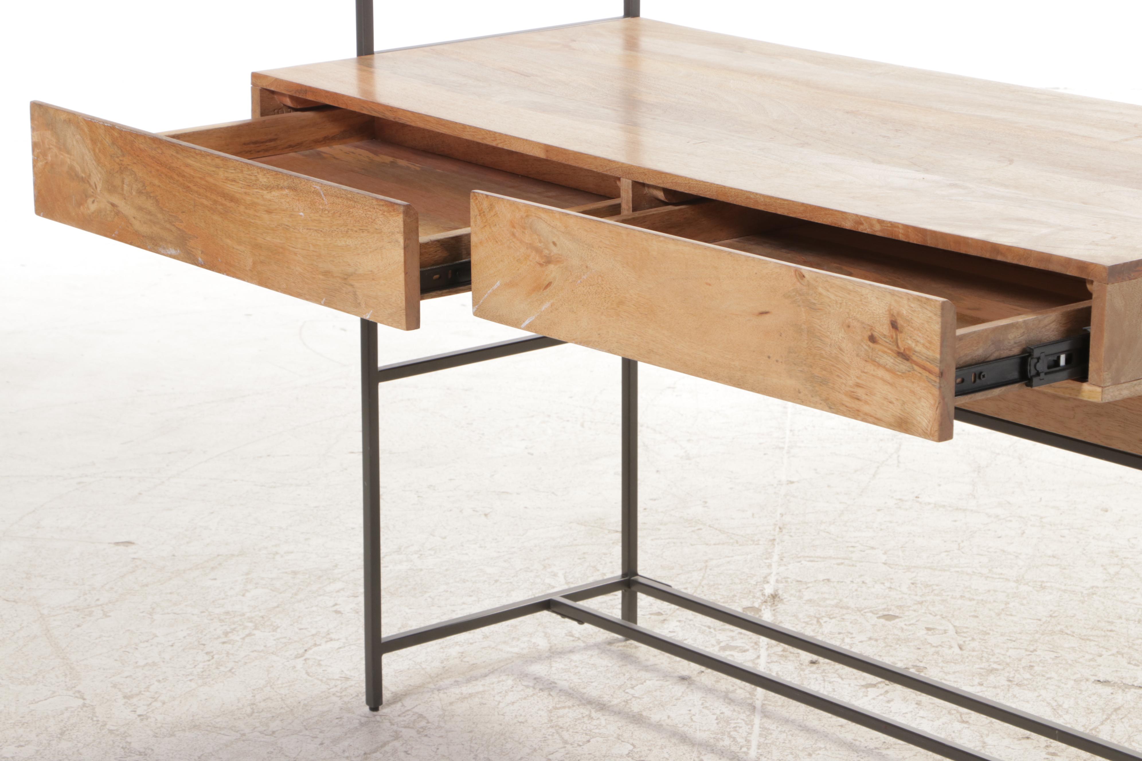 West Elm Industrial Mango Wood and Steel Modular Wall Desk