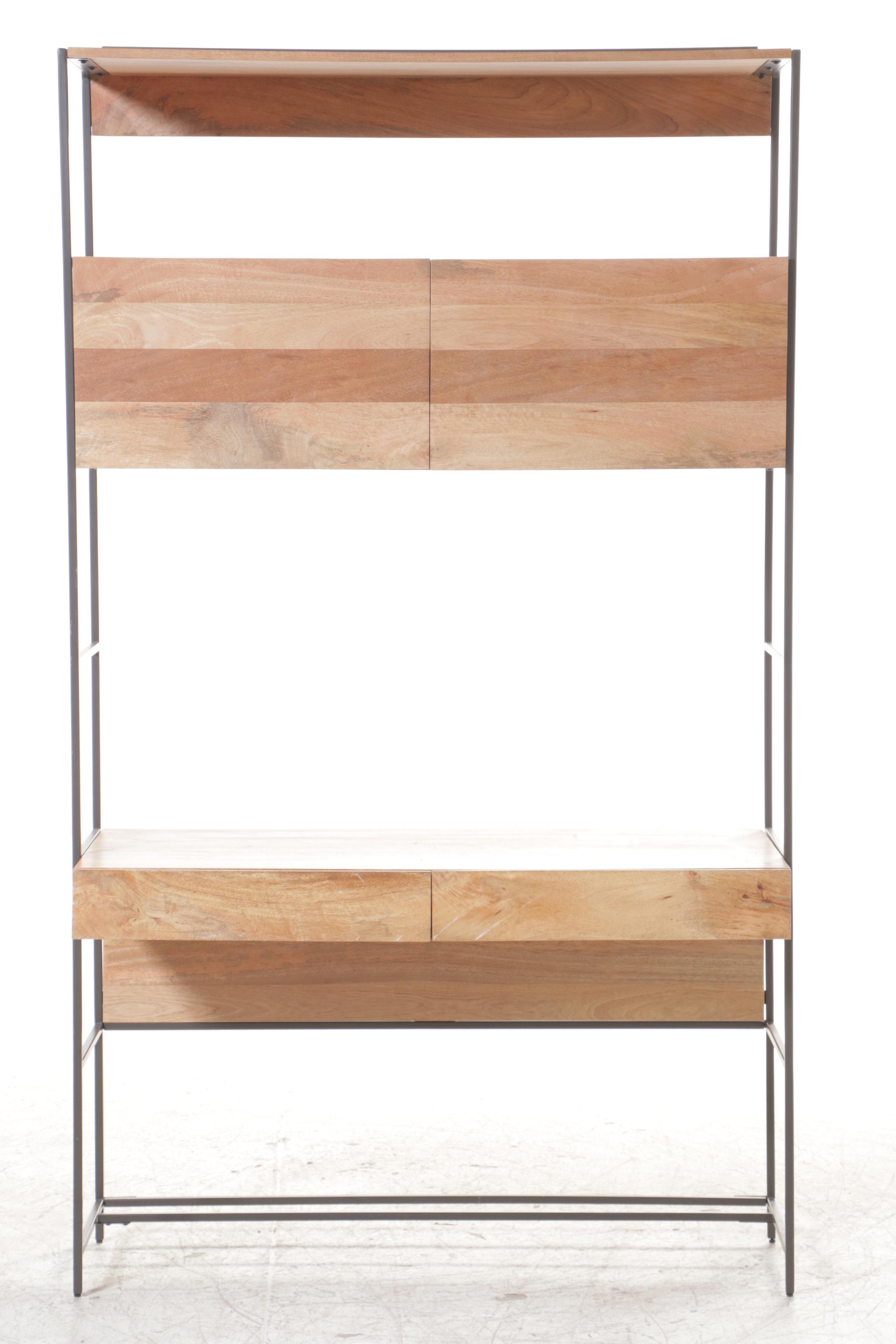 West Elm Industrial Mango Wood and Steel Modular Wall Desk