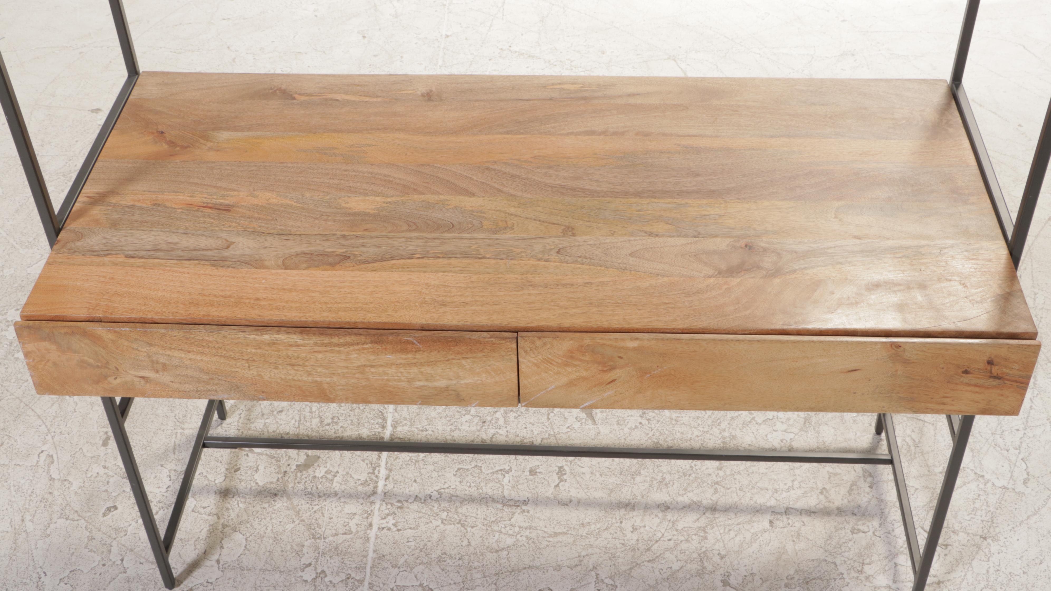 West Elm Industrial Mango Wood and Steel Modular Wall Desk