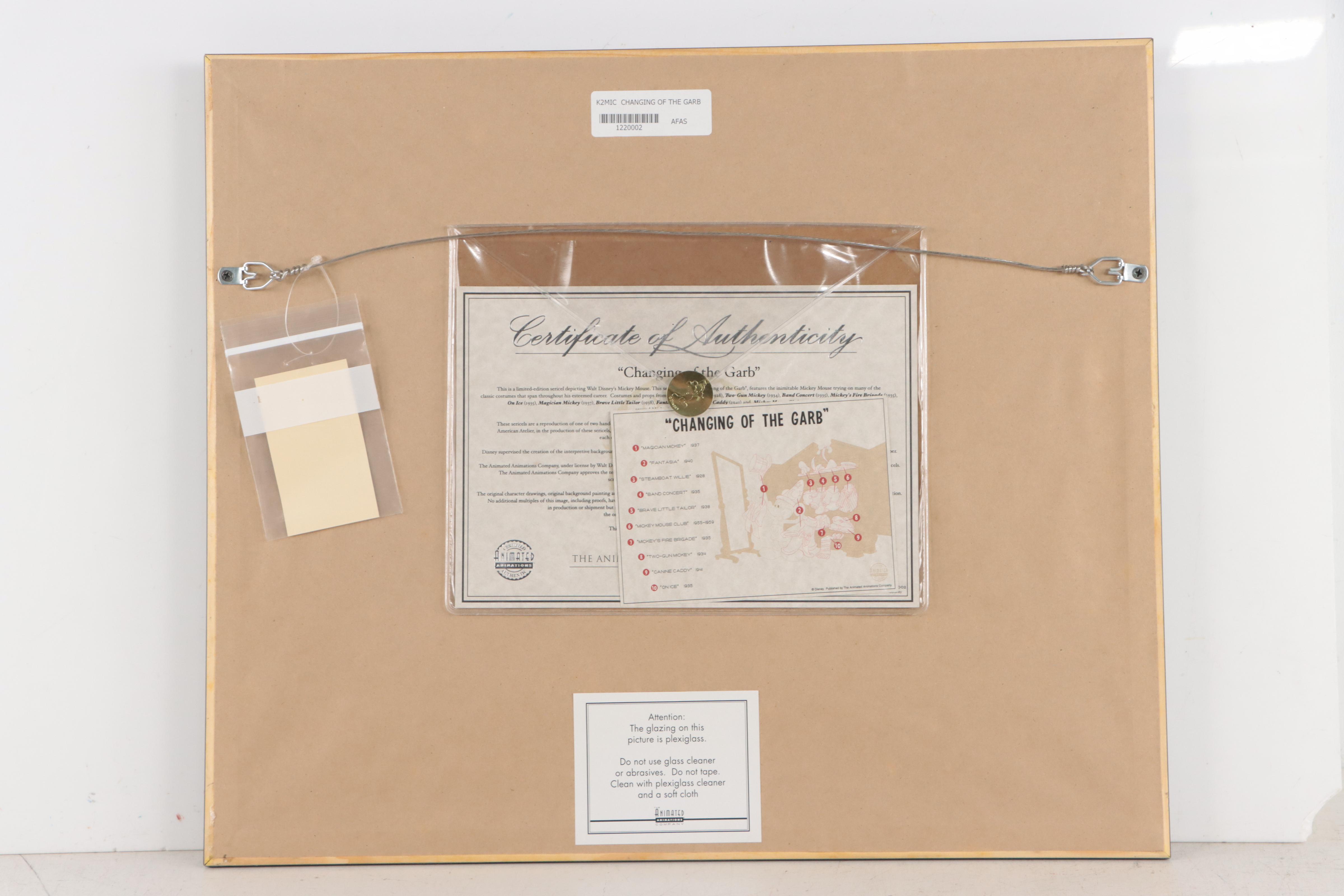 Disney Mickey Mouse Sericel "Changing of the Garb," 2000